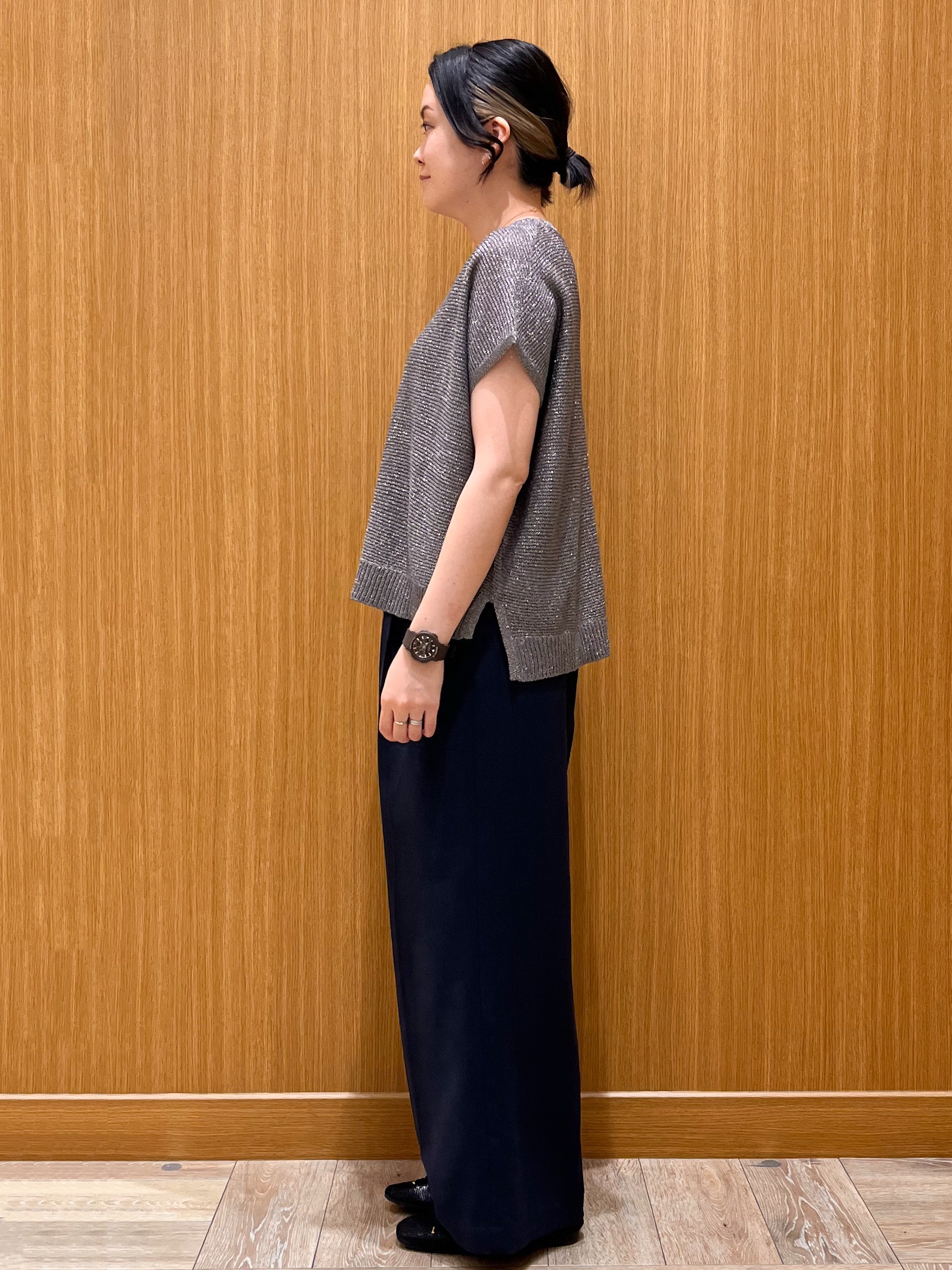 aさんの「OPAQUE.CLIP｜ラメメッシュニット【洗濯機OK／抗ピル】」を使ったコーディネート