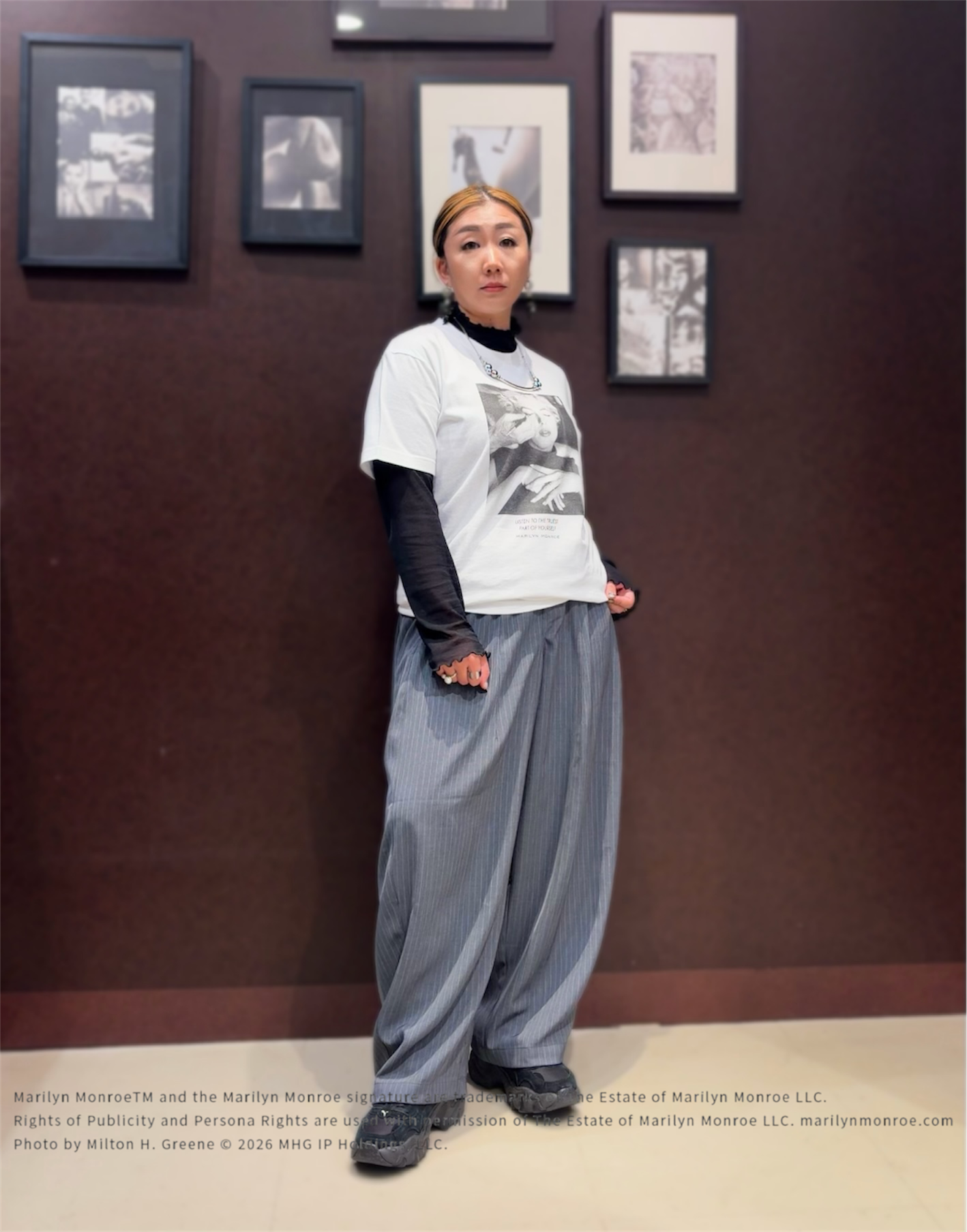 735さんの「TAKEO KIKUCHI｜【別注】マリリン・モンロー/フォトTシャツ」を使ったコーディネート