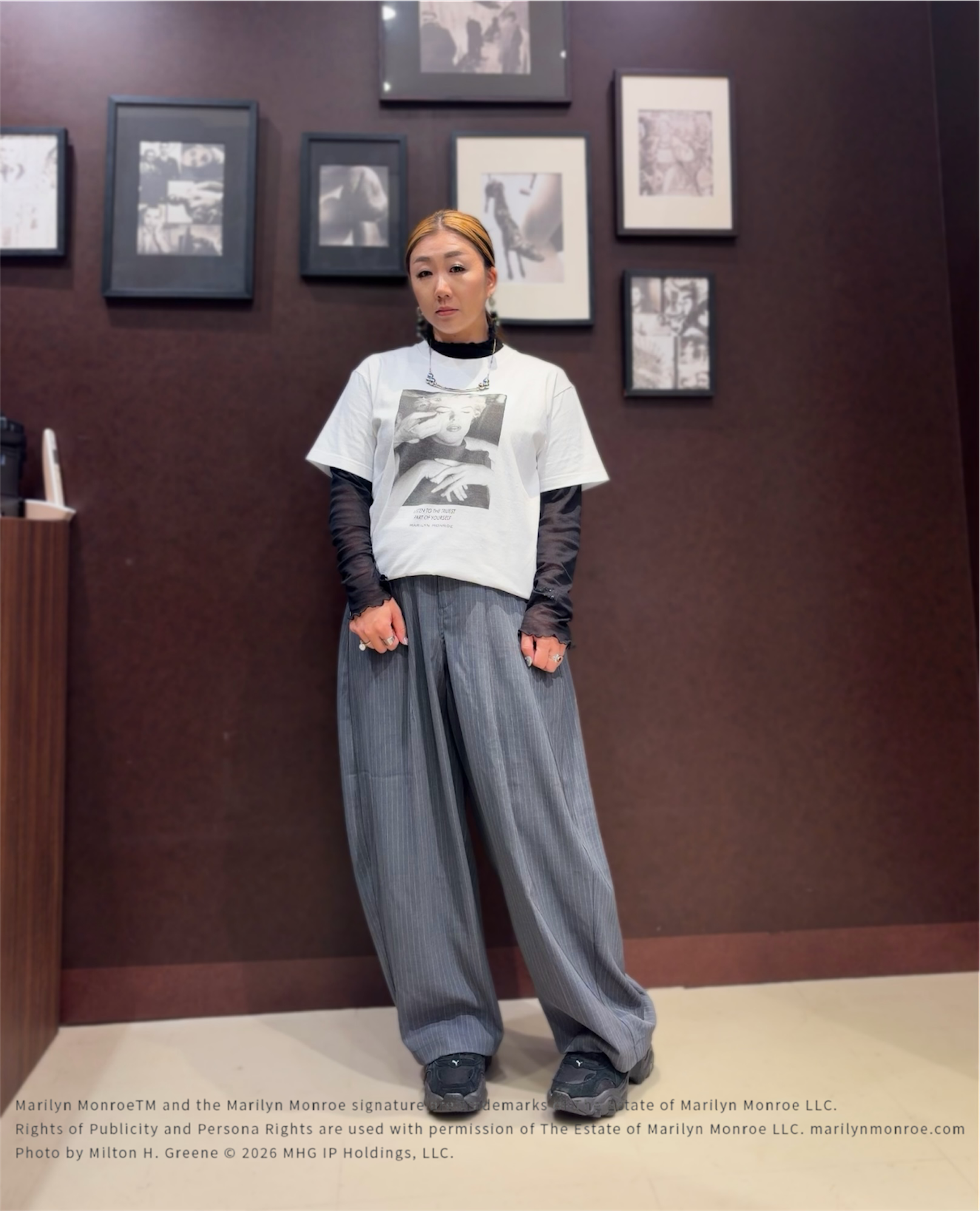 735さんの「TAKEO KIKUCHI｜【別注】マリリン・モンロー/フォトTシャツ」を使ったコーディネート