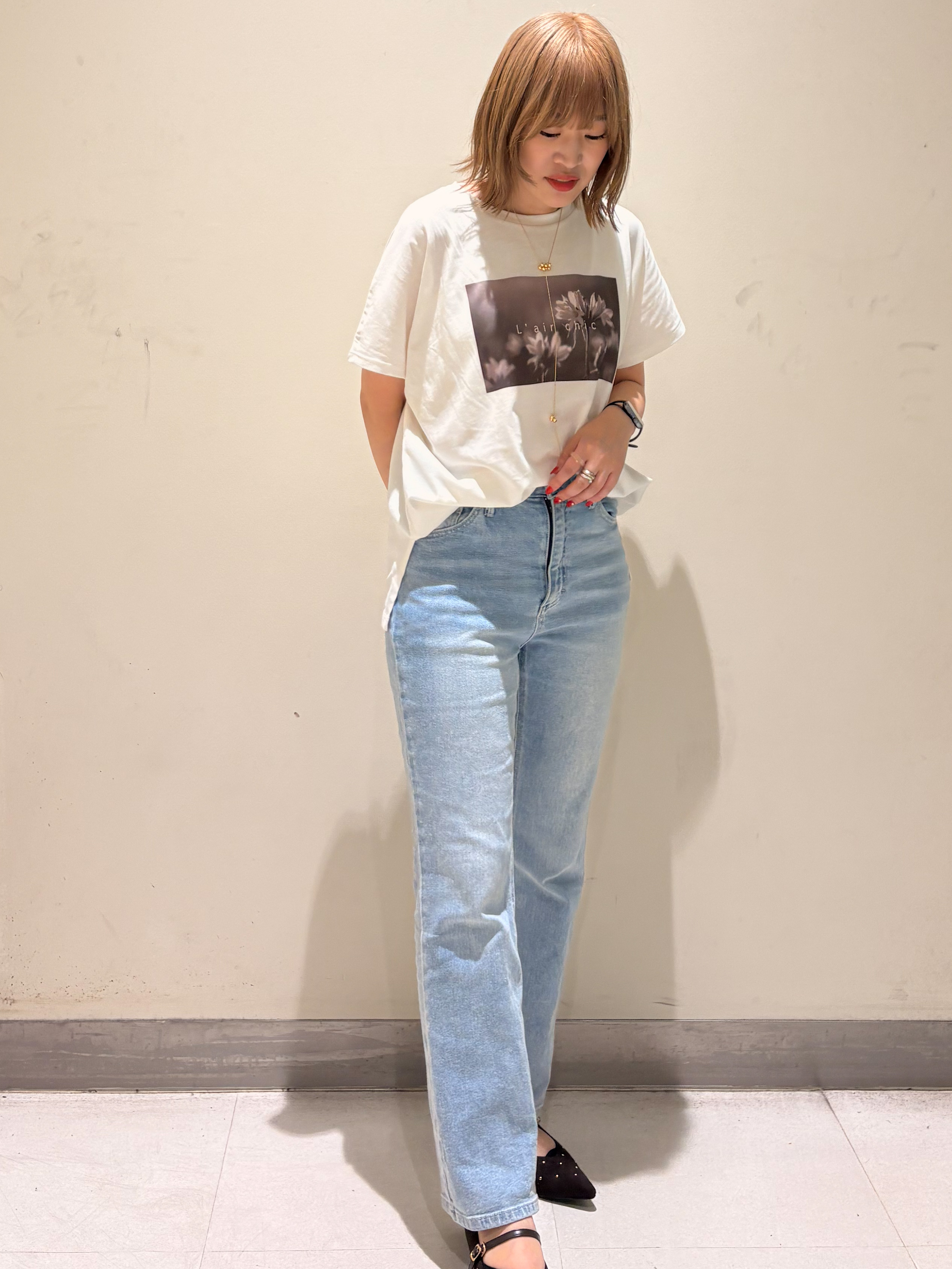 みきちぃさんの「OPAQUE.CLIP｜フォトプリントTシャツ【洗濯機OK】」を使ったコーディネート