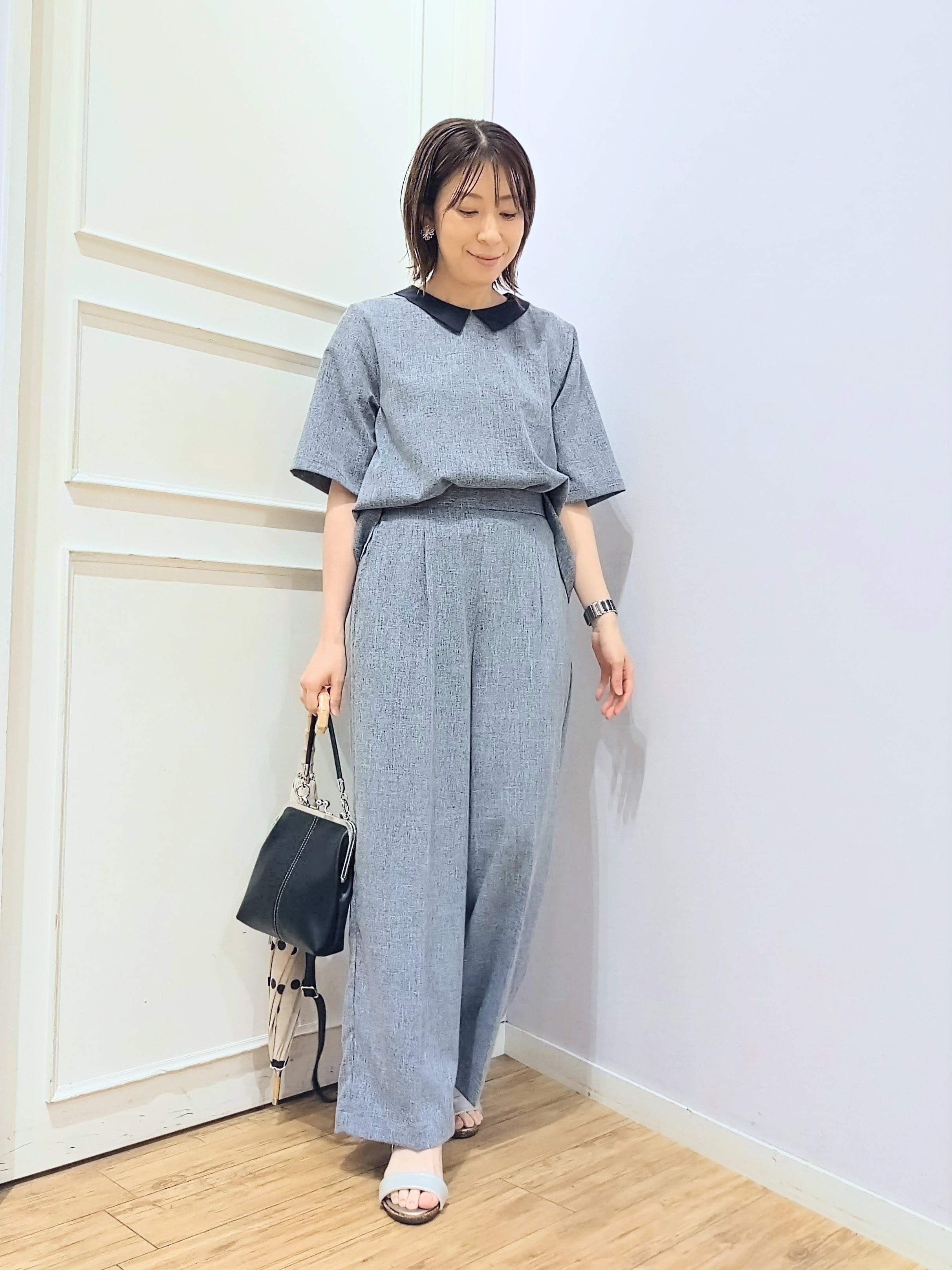 miomioさんの「SHOO･LA･RUE｜【通気性〇/セットアップ可】サマーツイード調衿付き半袖ブラウス」を使ったコーディネート