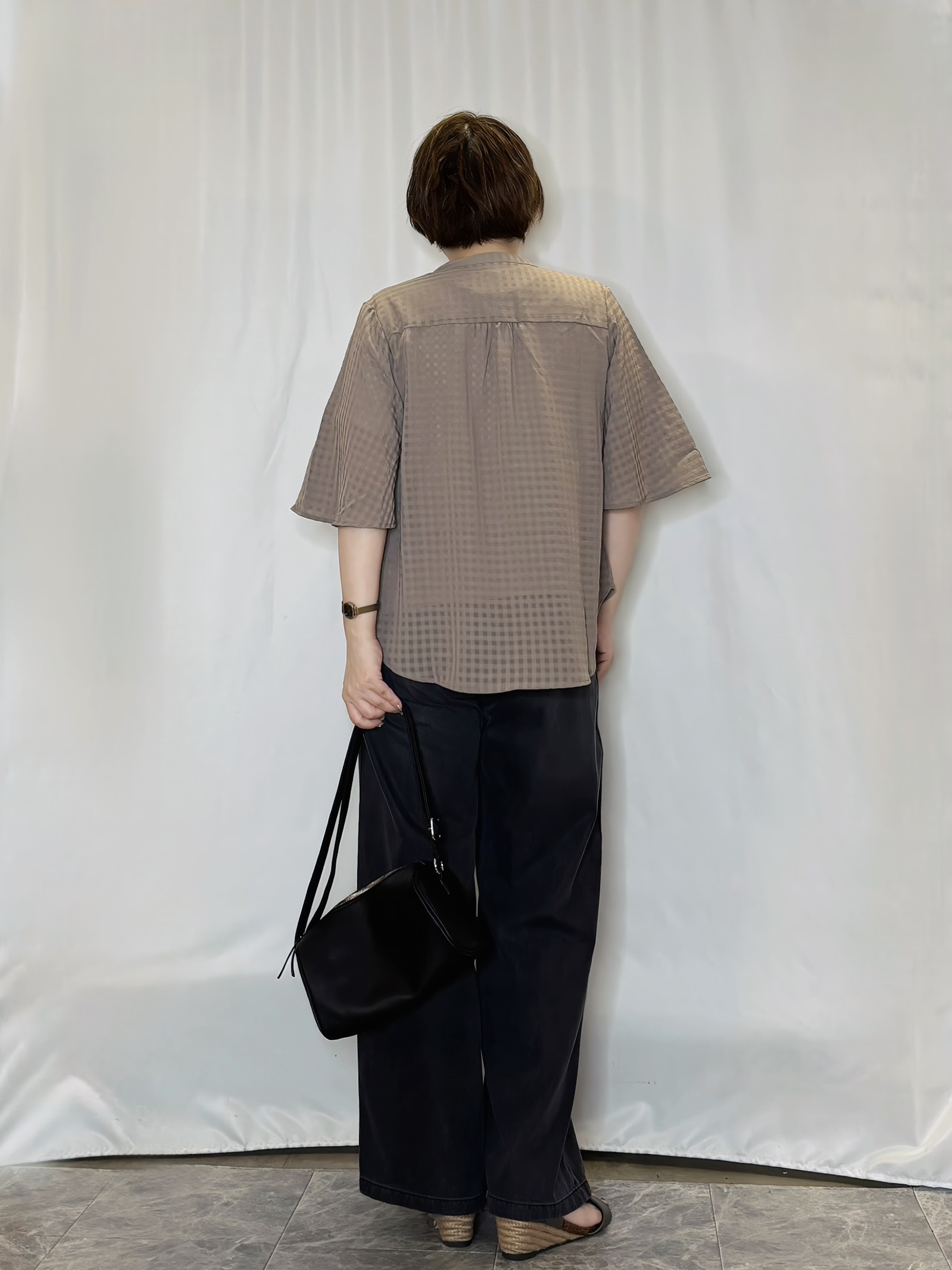 たみさんの「SHOO･LA･RUE｜【洗濯機可/S-LL】大人も甘すぎず着られる ギンガムシアーブラウス」を使ったコーディネート