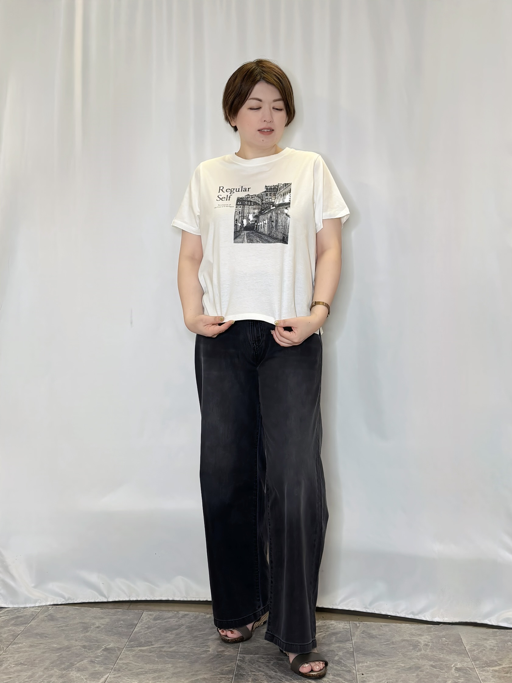 たみさんの「SHOO･LA･RUE｜【洗濯機可/S-LL】大人も甘すぎず着られる ギンガムシアーブラウス」を使ったコーディネート