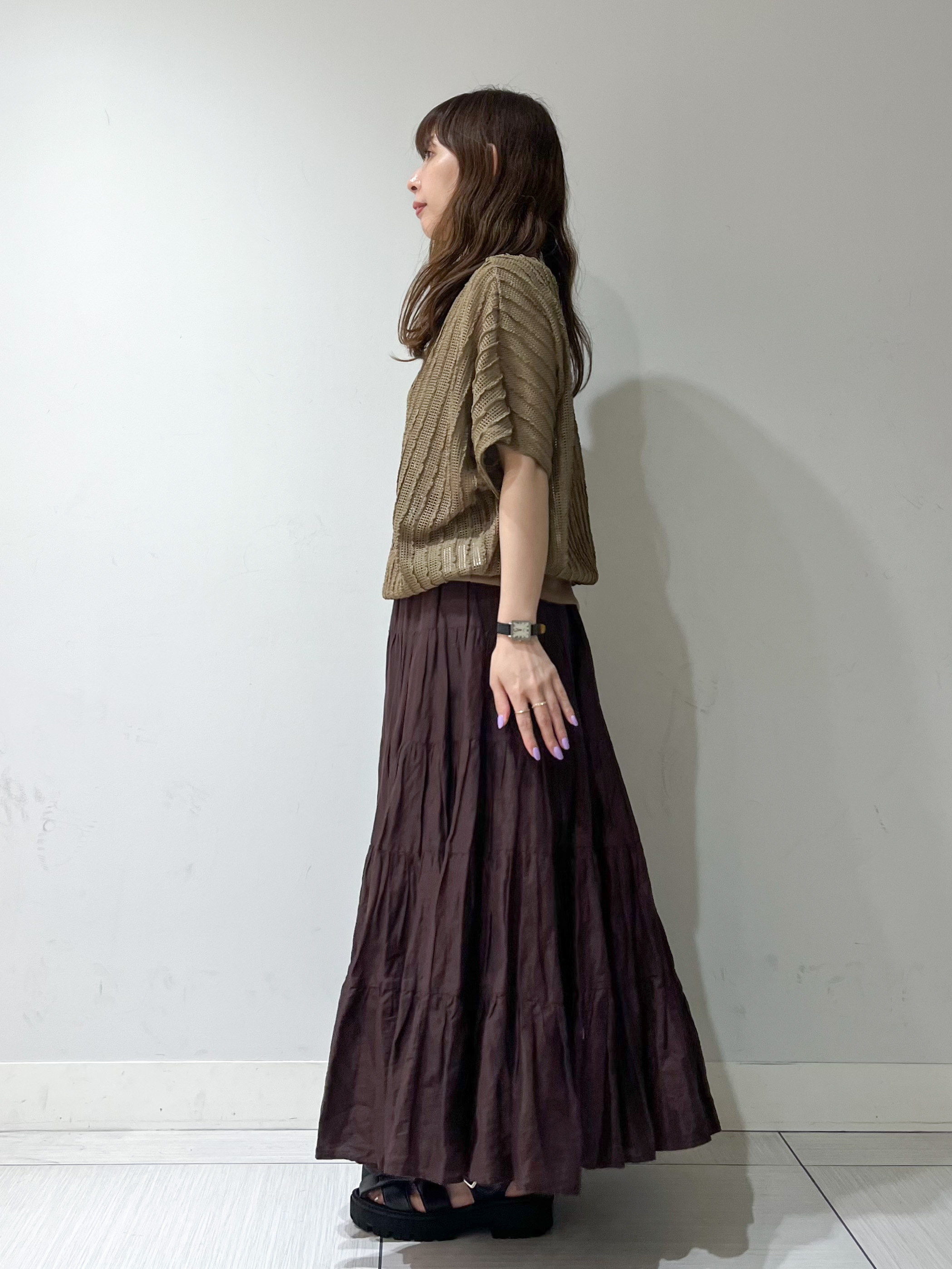 じゅんさんの「DRESSTERIOR｜【体系カバー/日除け】ドルマンスリーブ シアーメッシュプルオーバー」を使ったコーディネート