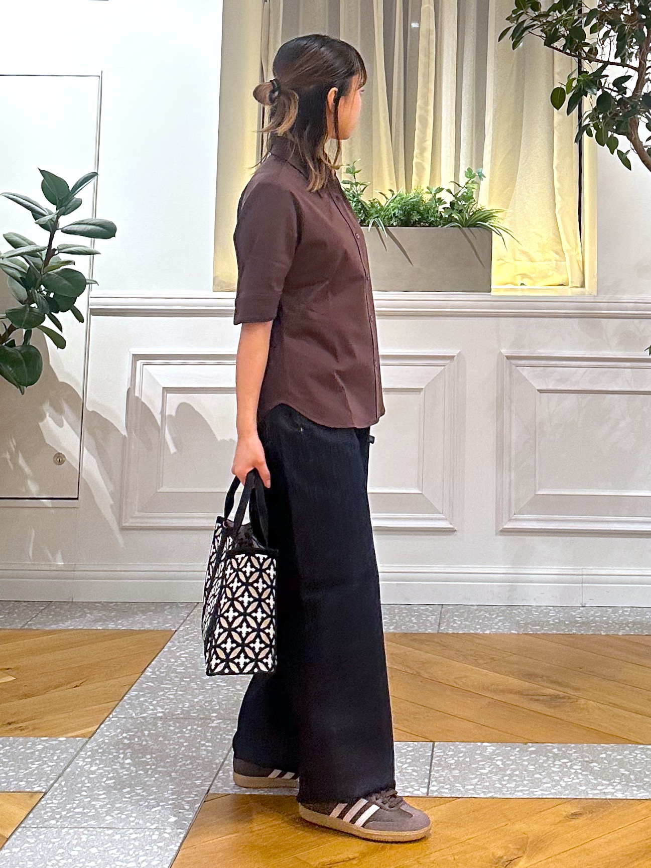 なべこさんの「DRESSTERIOR｜【接触冷感／抗菌防臭／消臭】ICE CLEAR COTTON ハーフスリーブシャツ」を使ったコーディネート