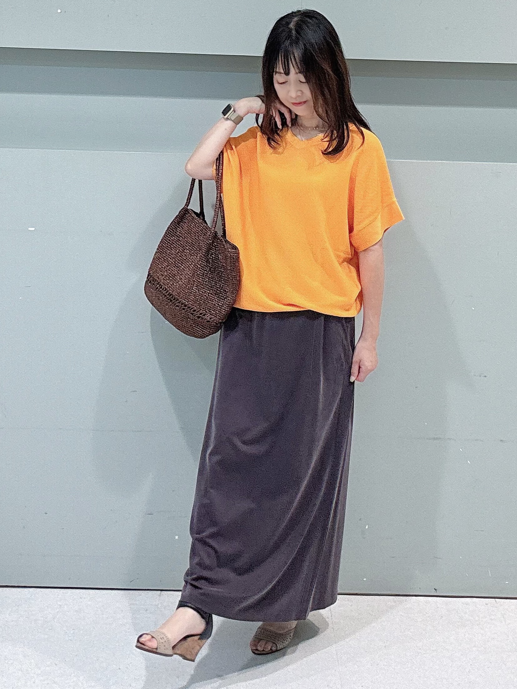 makiさんの「UNTITLED｜【11色展開/体型カバー】前後2WAYフレンチスリーブニット」を使ったコーディネート