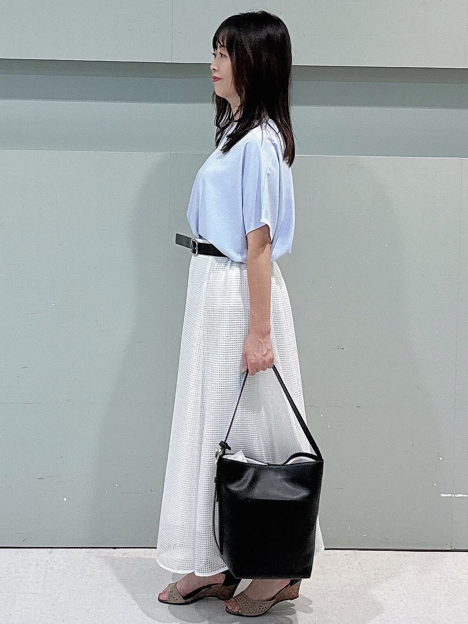 makiさんの「UNTITLED｜【古畑星夏さん着用/洗える/後ろウエストゴム】スクエアメッシュスカート」を使ったコーディネート
