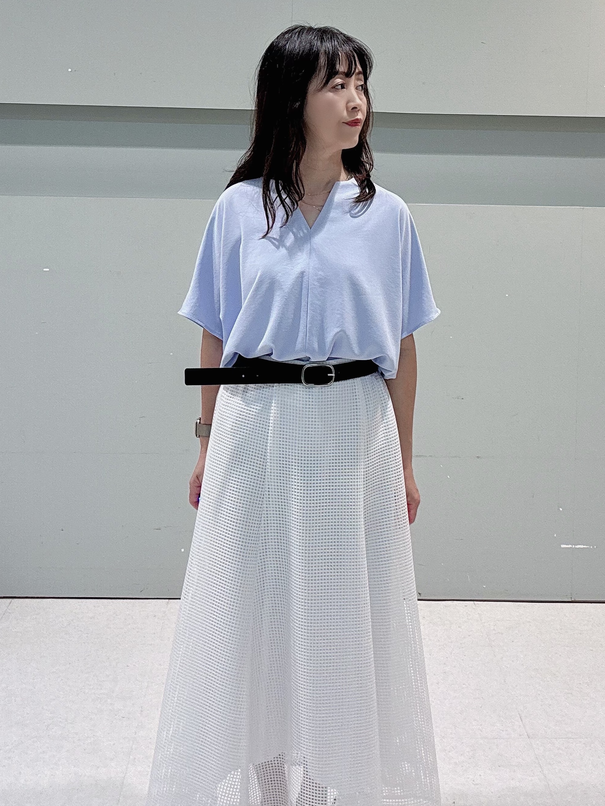 makiさんの「UNTITLED｜【古畑星夏さん着用/洗える/後ろウエストゴム】スクエアメッシュスカート」を使ったコーディネート