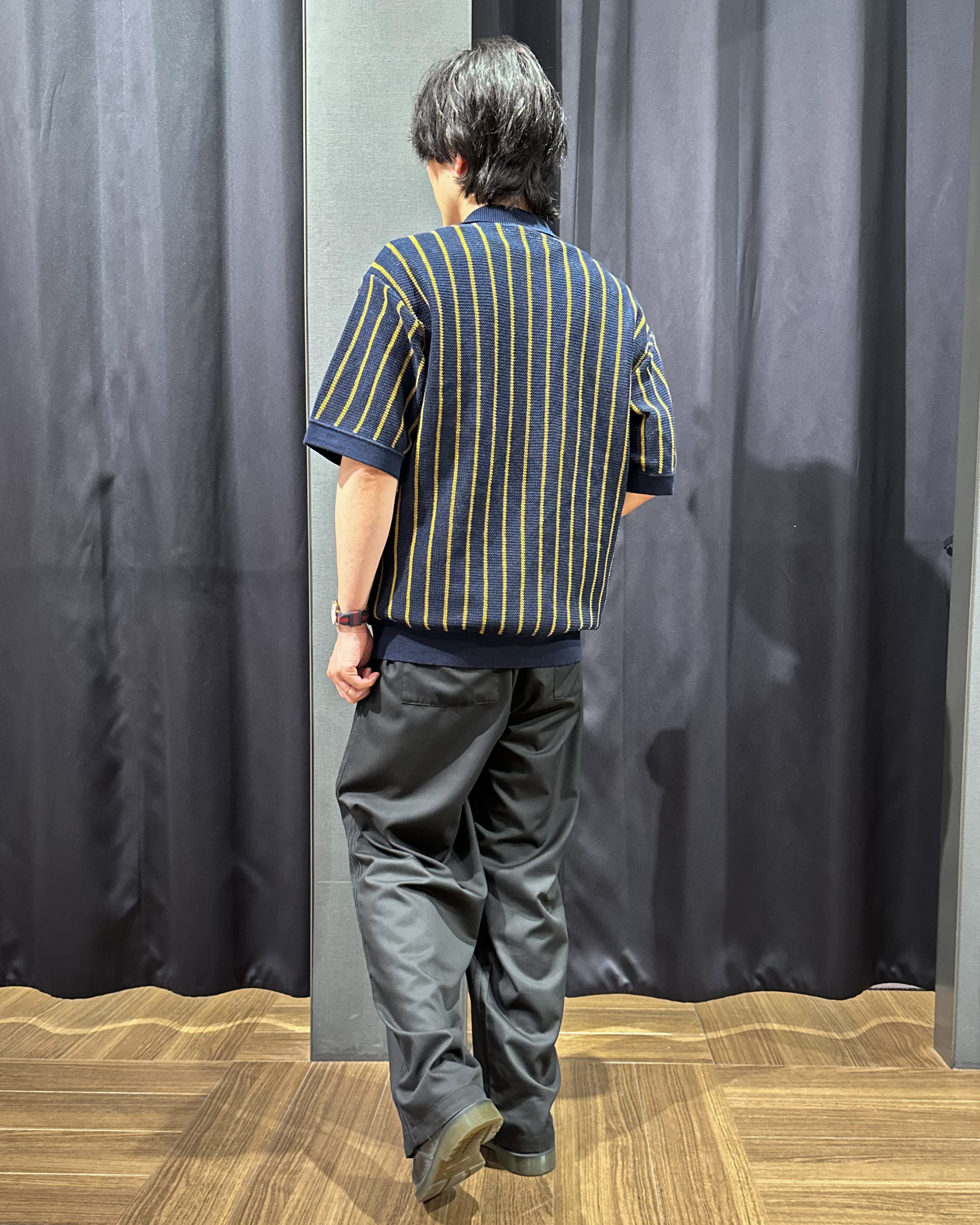 tomoyaさんの「THE SHOP TK｜【マシンウォッシャブル】ニットストライプ半袖シャツ」を使ったコーディネート