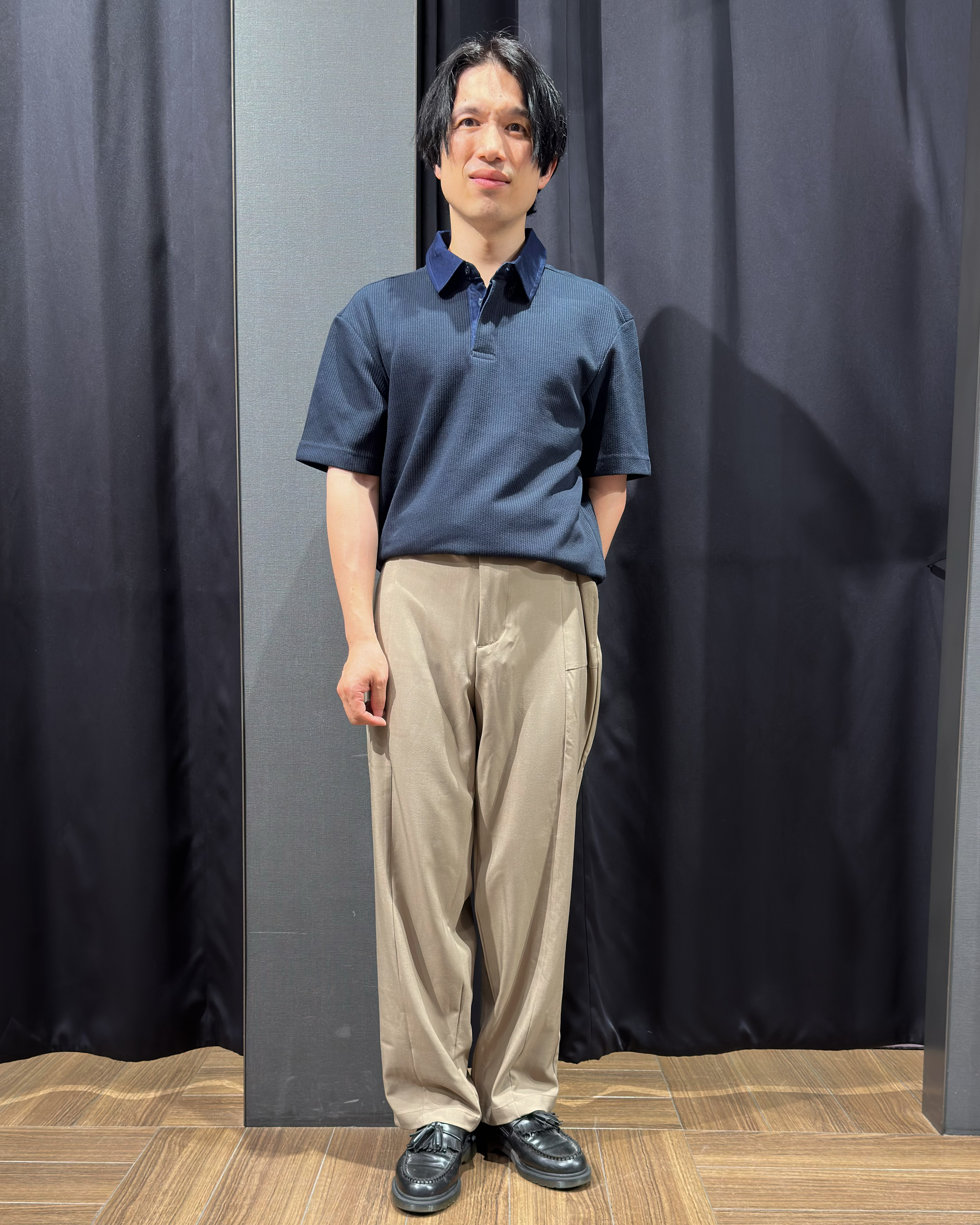 tomoyaさんの「THE SHOP TK｜【洗濯機OK】デニム襟 半袖ポロシャツ」を使ったコーディネート