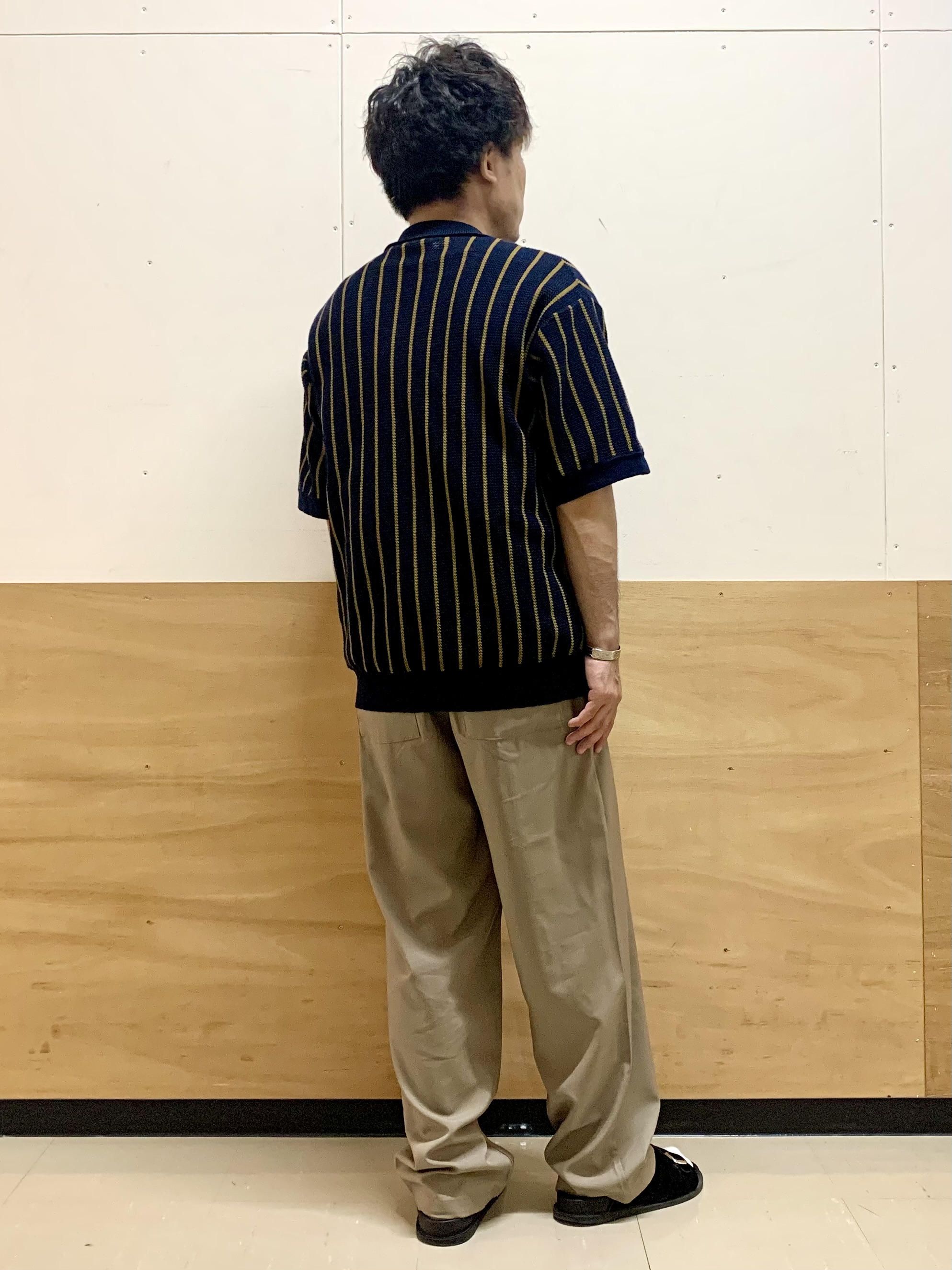 MATUさんの「THE SHOP TK｜【マシンウォッシャブル】ニットストライプ半袖シャツ」を使ったコーディネート