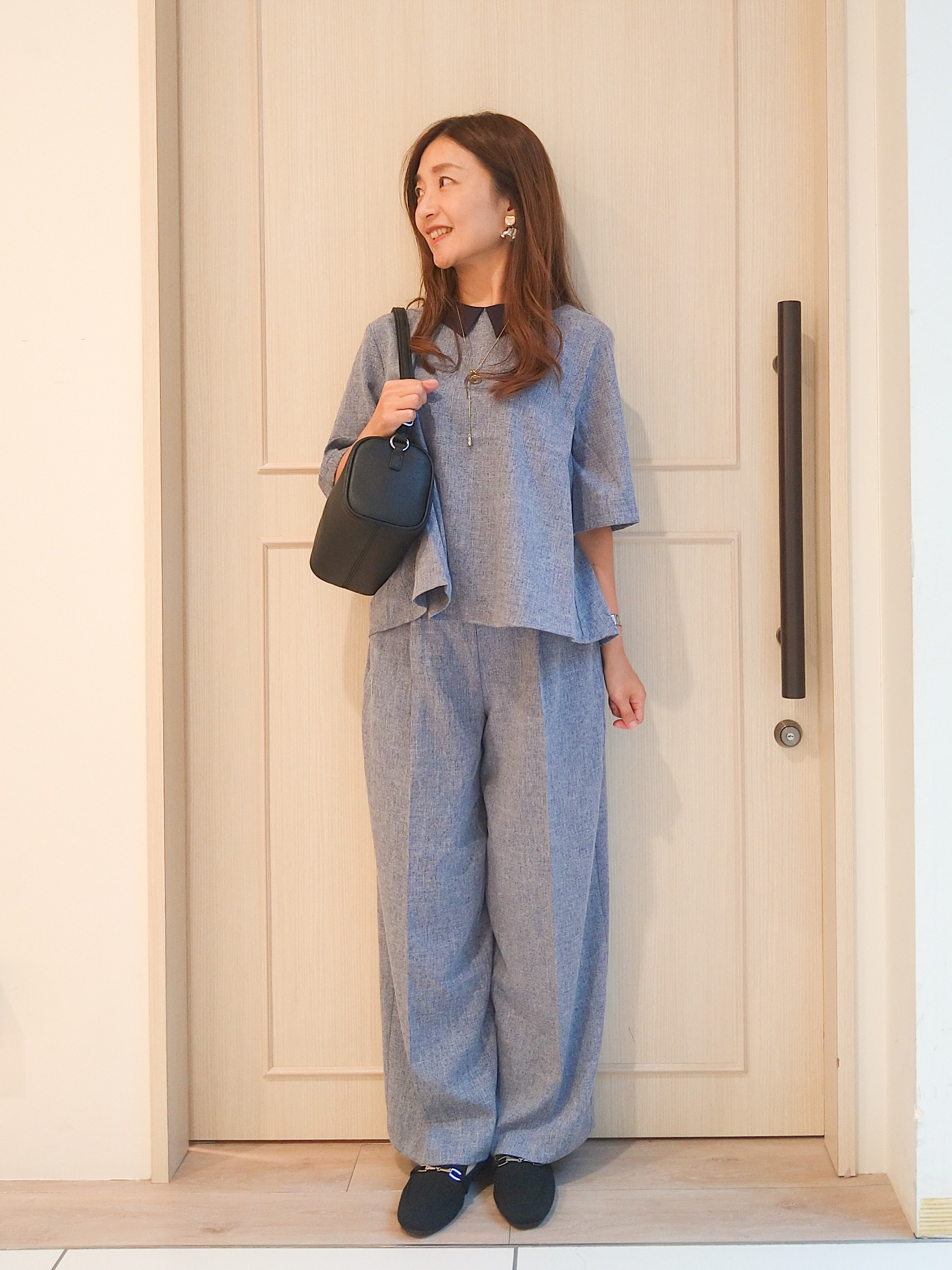 mi-saさんの「SHOO･LA･RUE｜【通気性〇/セットアップ可】サマーツイード調衿付き半袖ブラウス」を使ったコーディネート