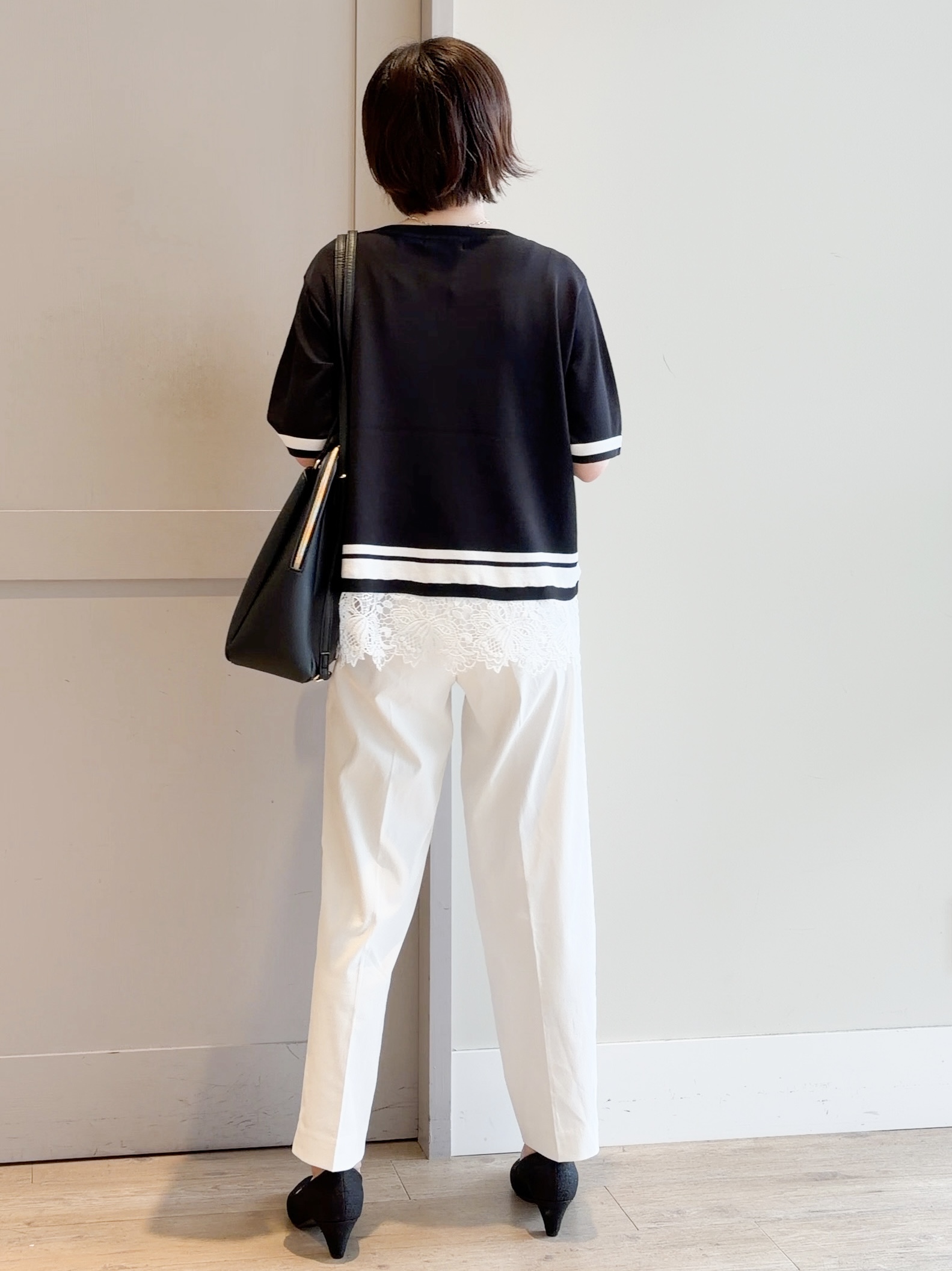 yamakoさんの「grove｜【シリーズ累計36万枚／UVカット・ひんやり・洗濯機OK】やわらかドライタッチレースドッキングニット」を使ったコーディネート