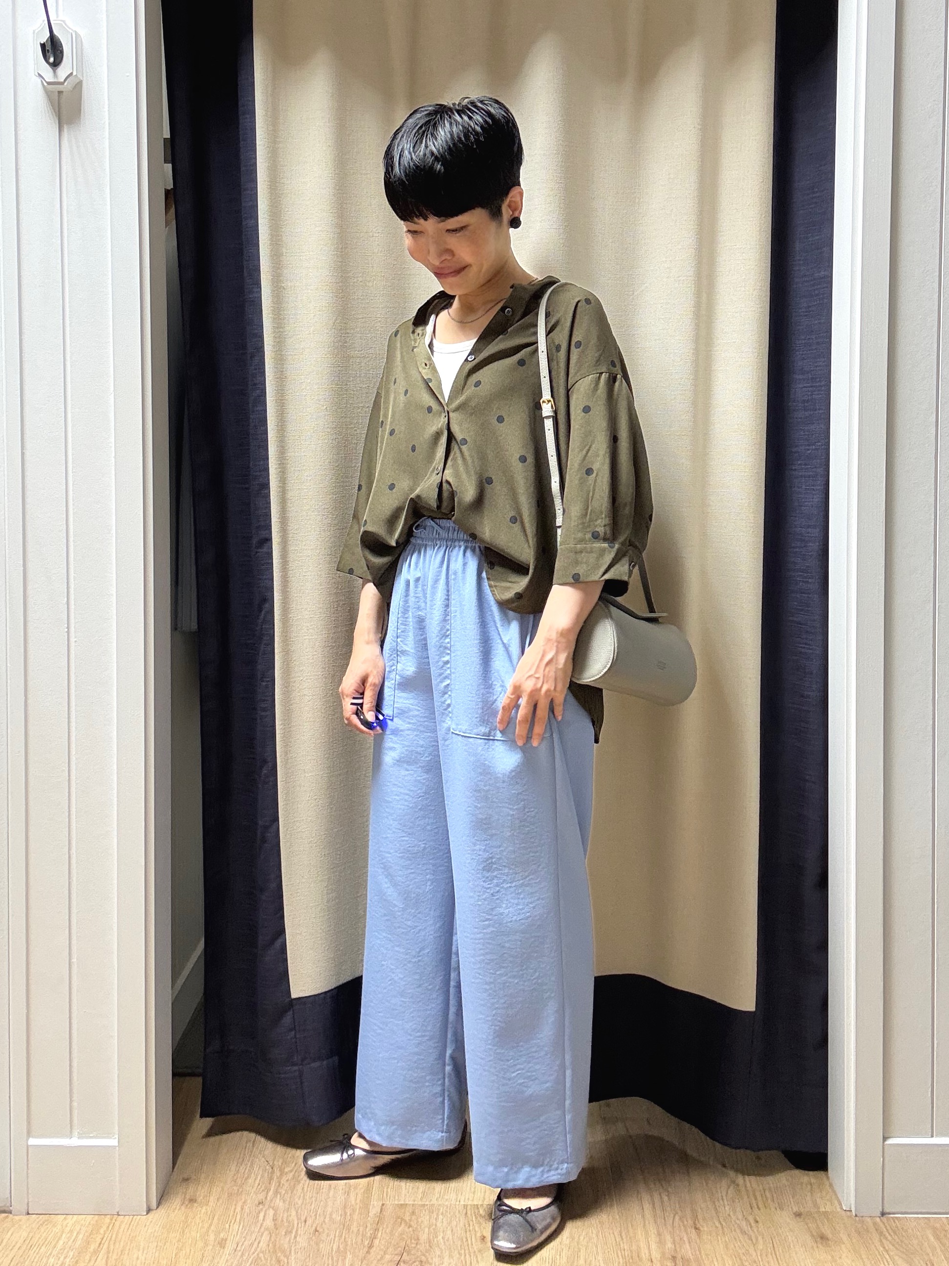 Suzuさんの「Dessin｜【セットアップ可】ドットプリント ハーフスリーブシャツ」を使ったコーディネート