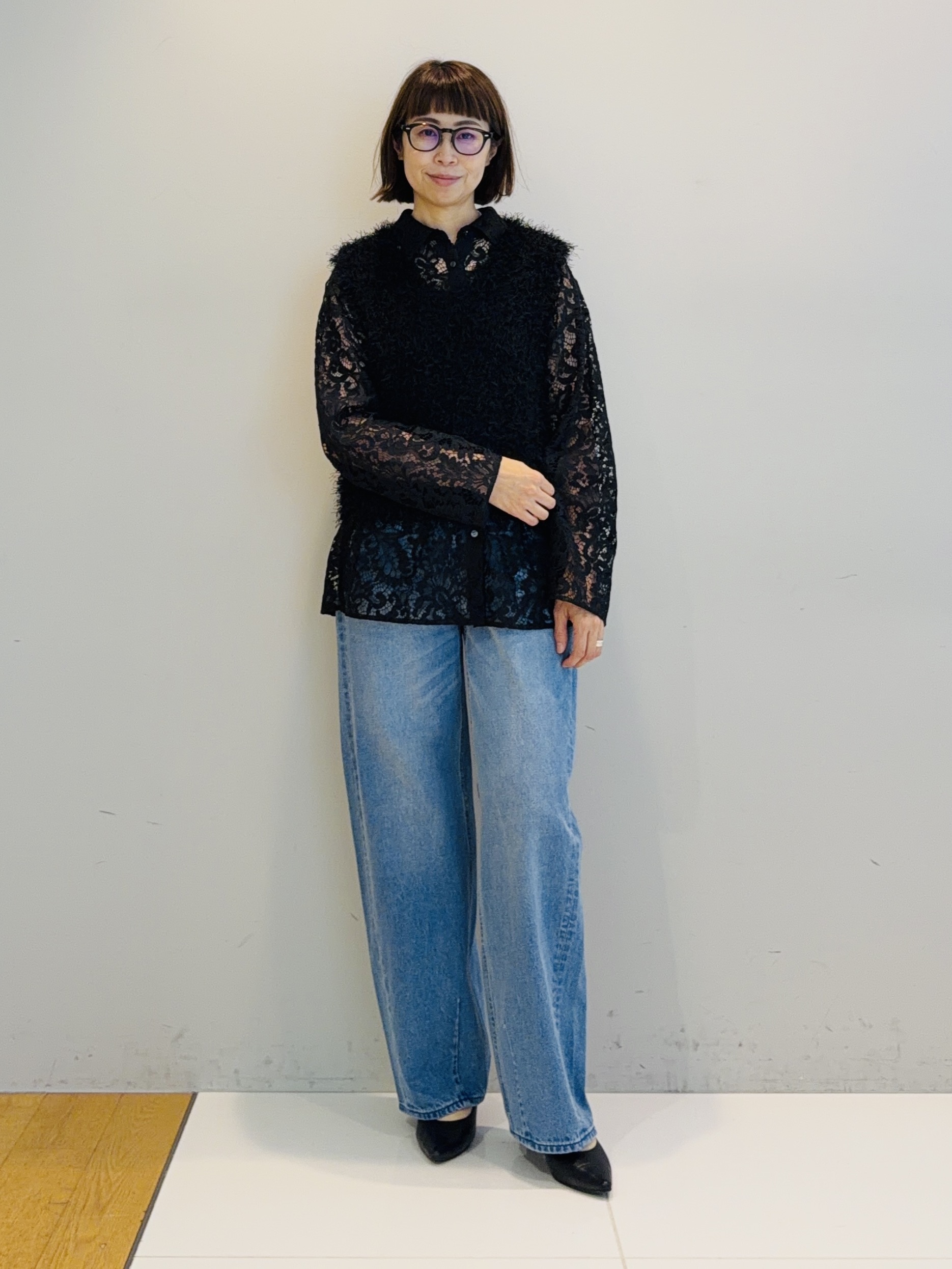 murayamaさんの「INDIVI｜【洗える／トレンド】大人レースシャツ」を使ったコーディネート