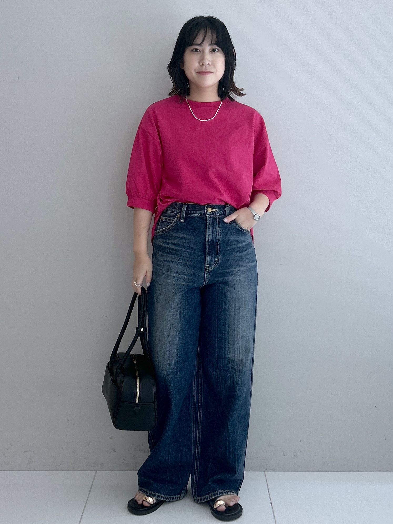 Hirokaさんの「Dessin｜バックヘンリーカットソー5分袖」を使ったコーディネート