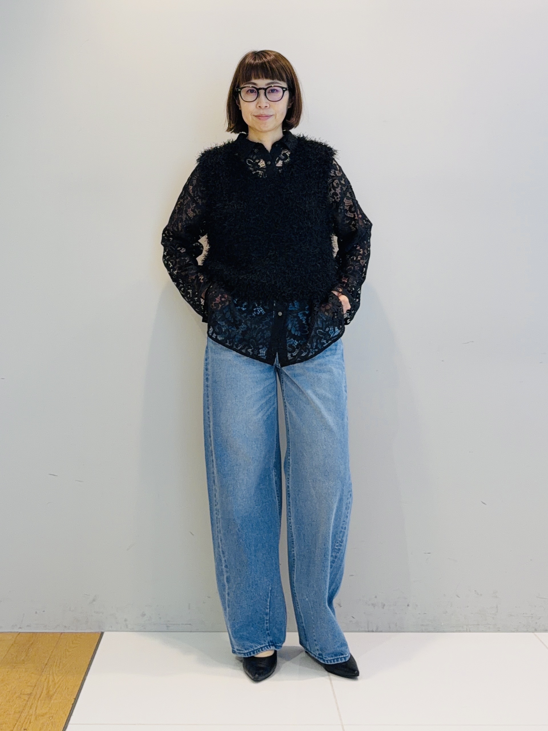 murayamaさんの「INDIVI｜【洗える／トレンド】大人レースシャツ」を使ったコーディネート
