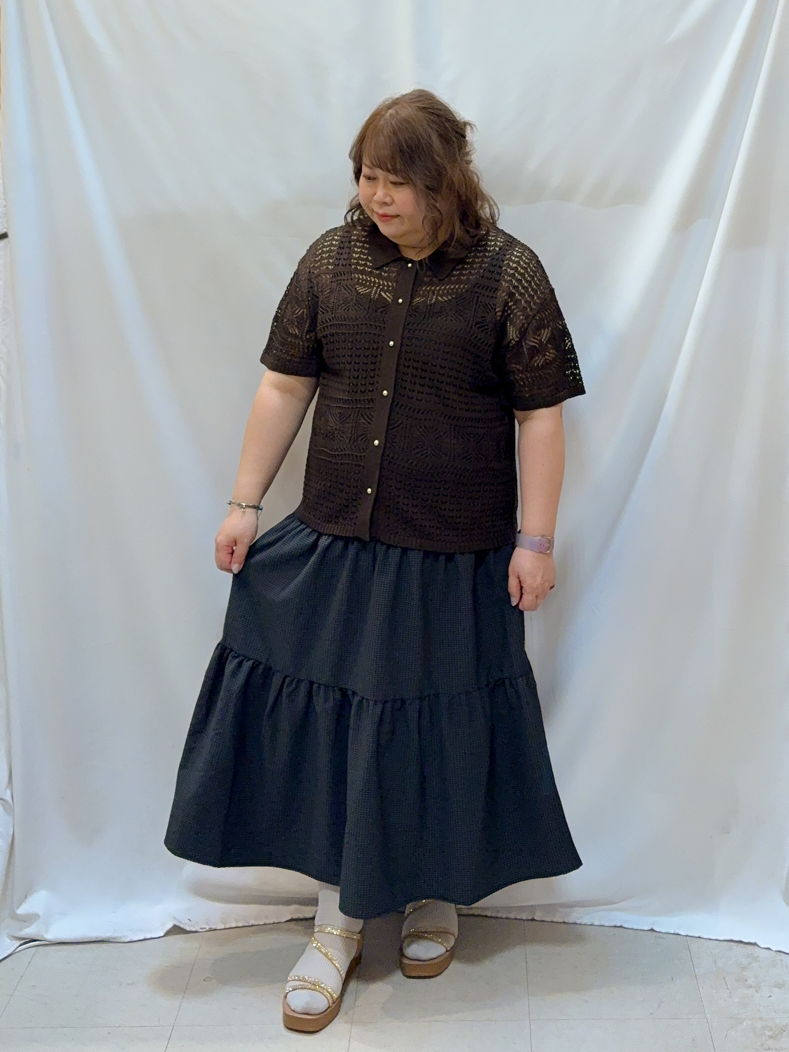 kotoさんさんの「SHOO･LA･RUE｜レースニットカーディガン」を使ったコーディネート
