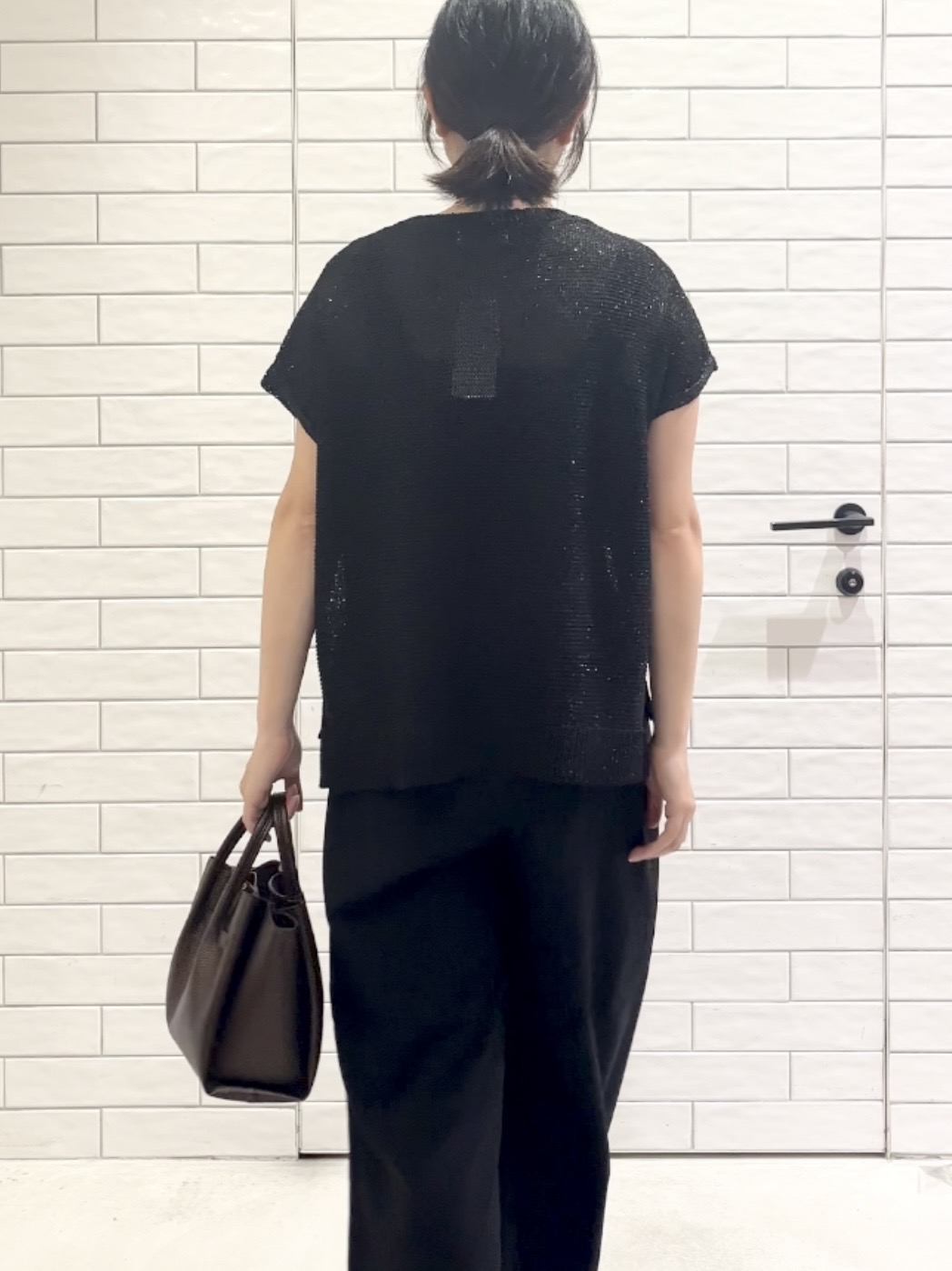 しおりさんの「OPAQUE.CLIP｜ラメメッシュニット【洗濯機OK／抗ピル】」を使ったコーディネート