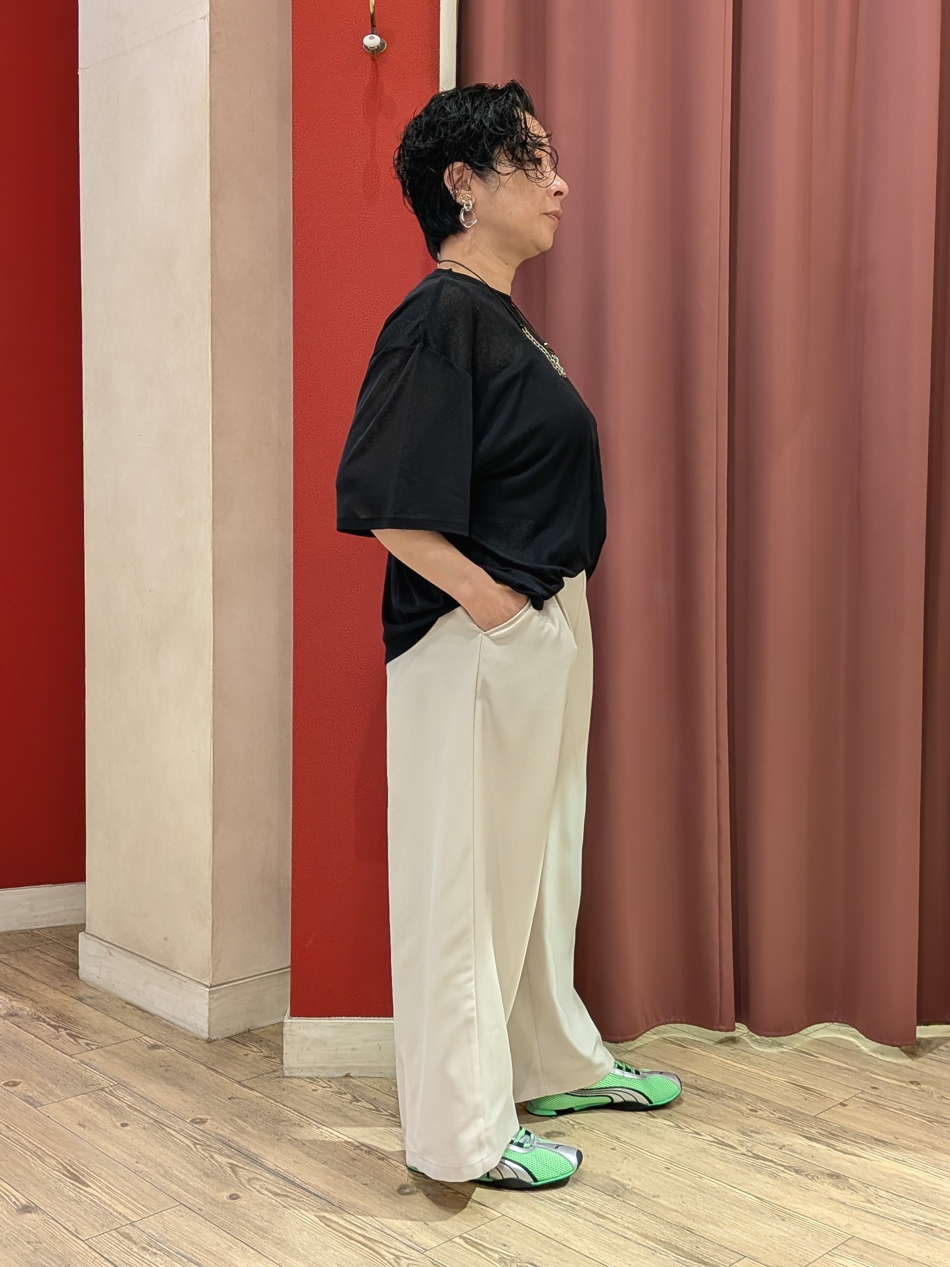 cameさんの「SHOO･LA･RUE｜【S-LL/洗濯機可/体型カバー】ゆるっとこなれる 大人のシアースラブTシャツ」を使ったコーディネート
