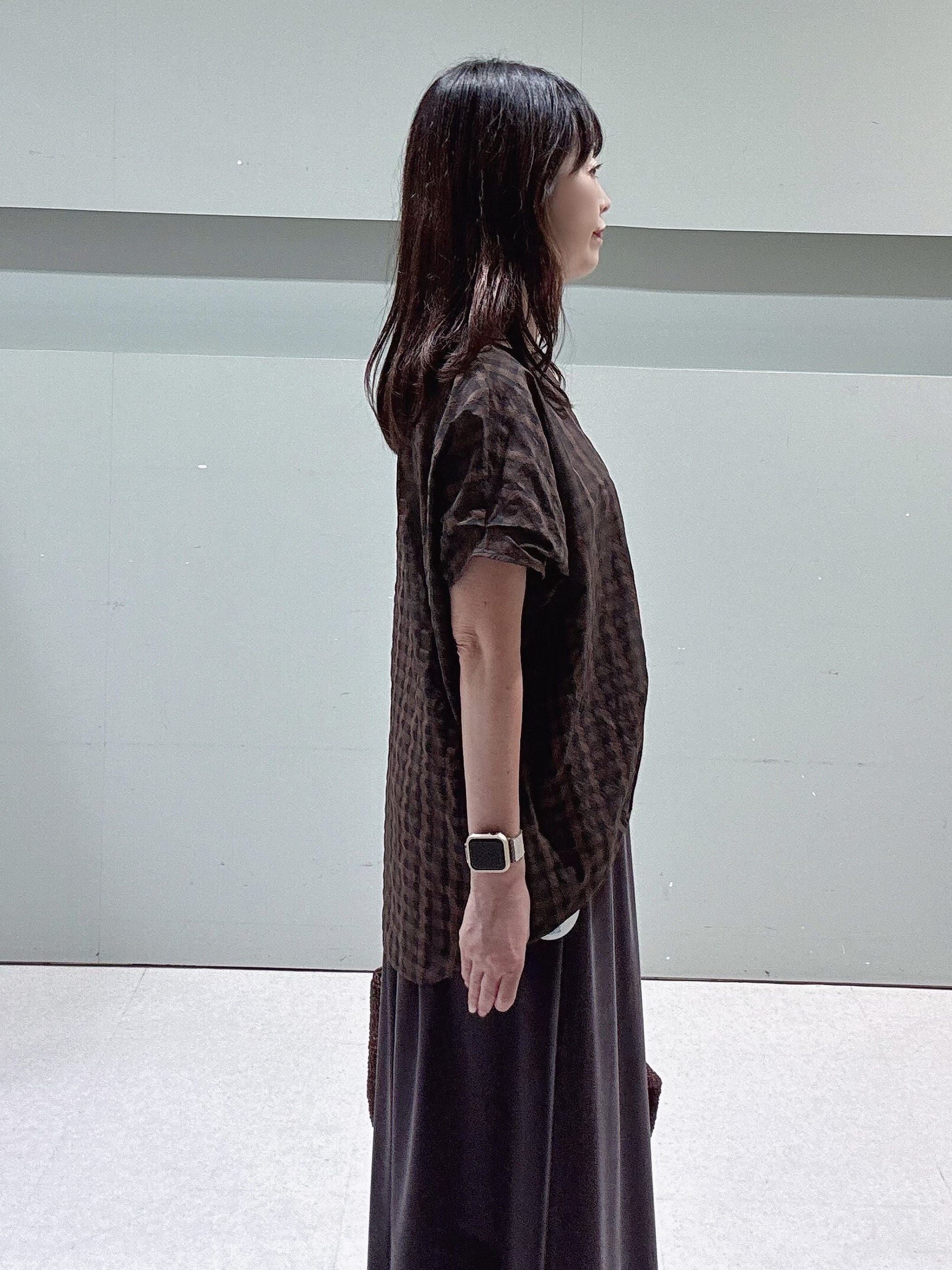makiさんの「UNTITLED｜シアーチェックブラウス」を使ったコーディネート