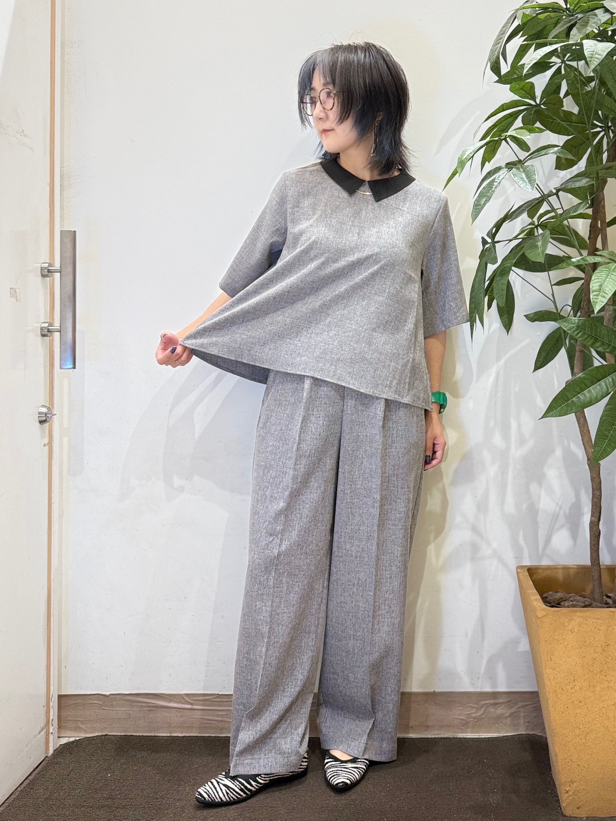 misakiさんの「SHOO･LA･RUE｜【通気性〇/セットアップ可】サマーツイード調衿付き半袖ブラウス」を使ったコーディネート