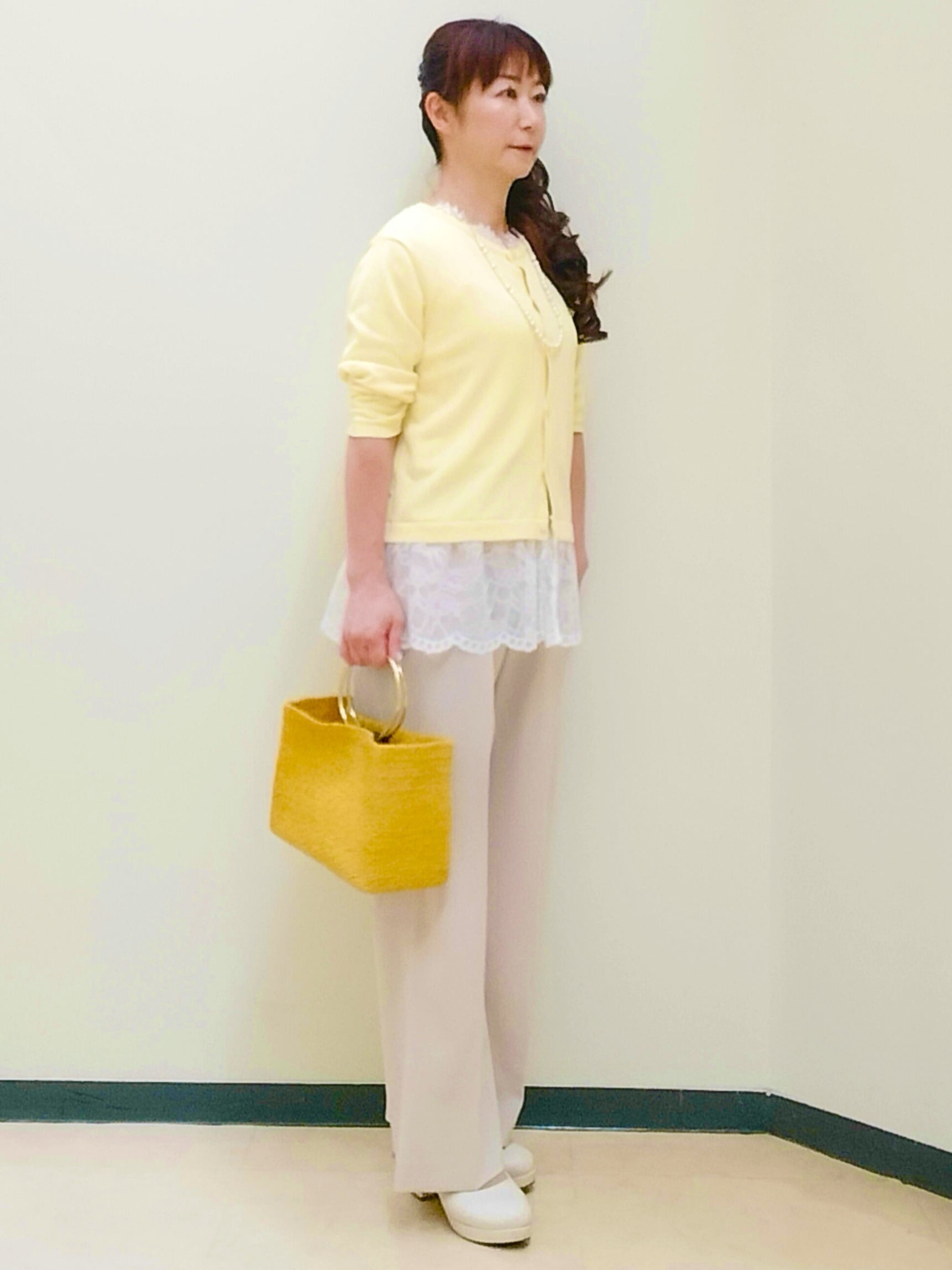 花さんの「Reflect｜【手洗い可】レースデザインニットカーディガン」を使ったコーディネート