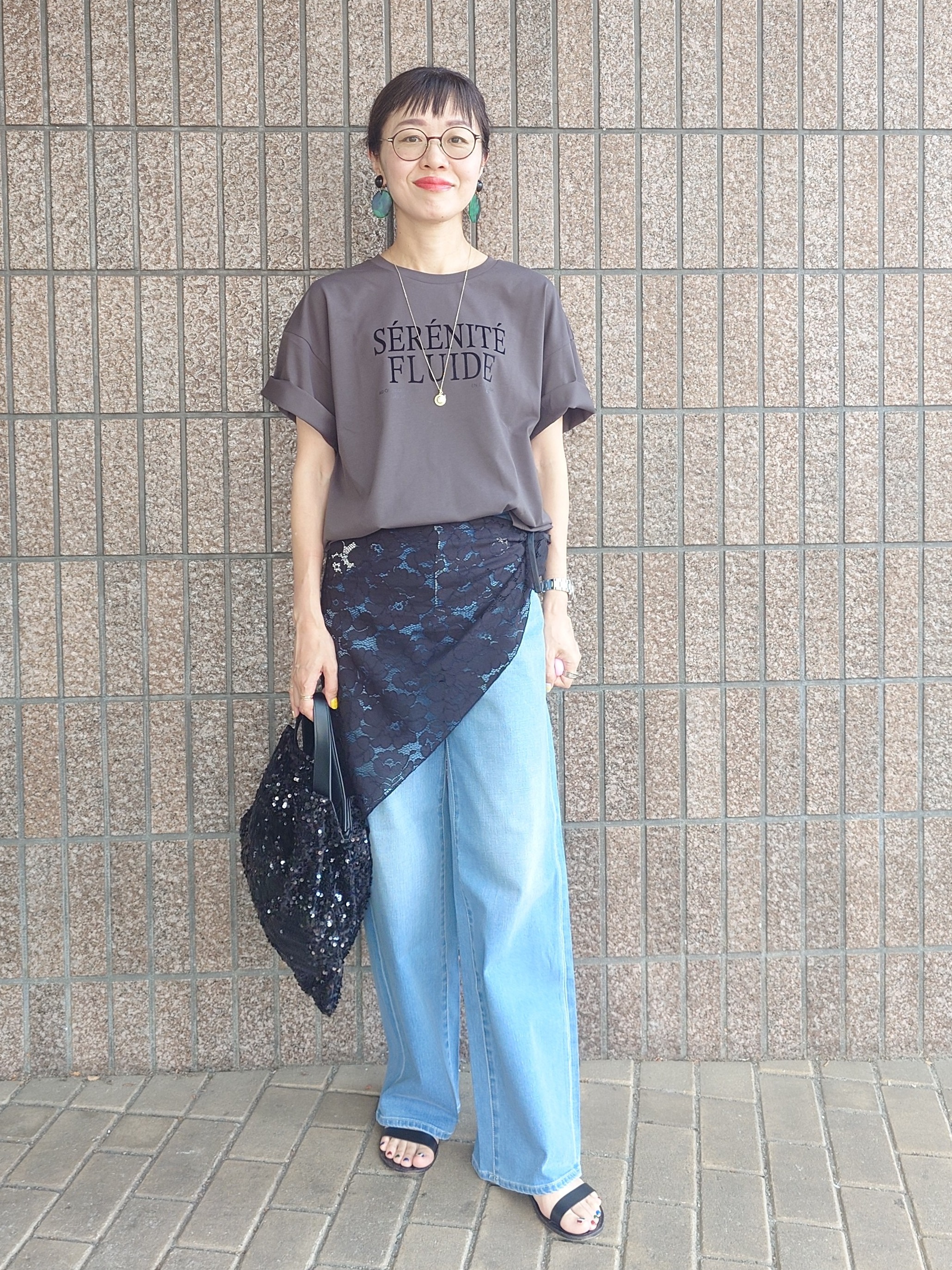 MUTSUKOさんの「UNTITLED｜ベロアプリントロゴT」を使ったコーディネート