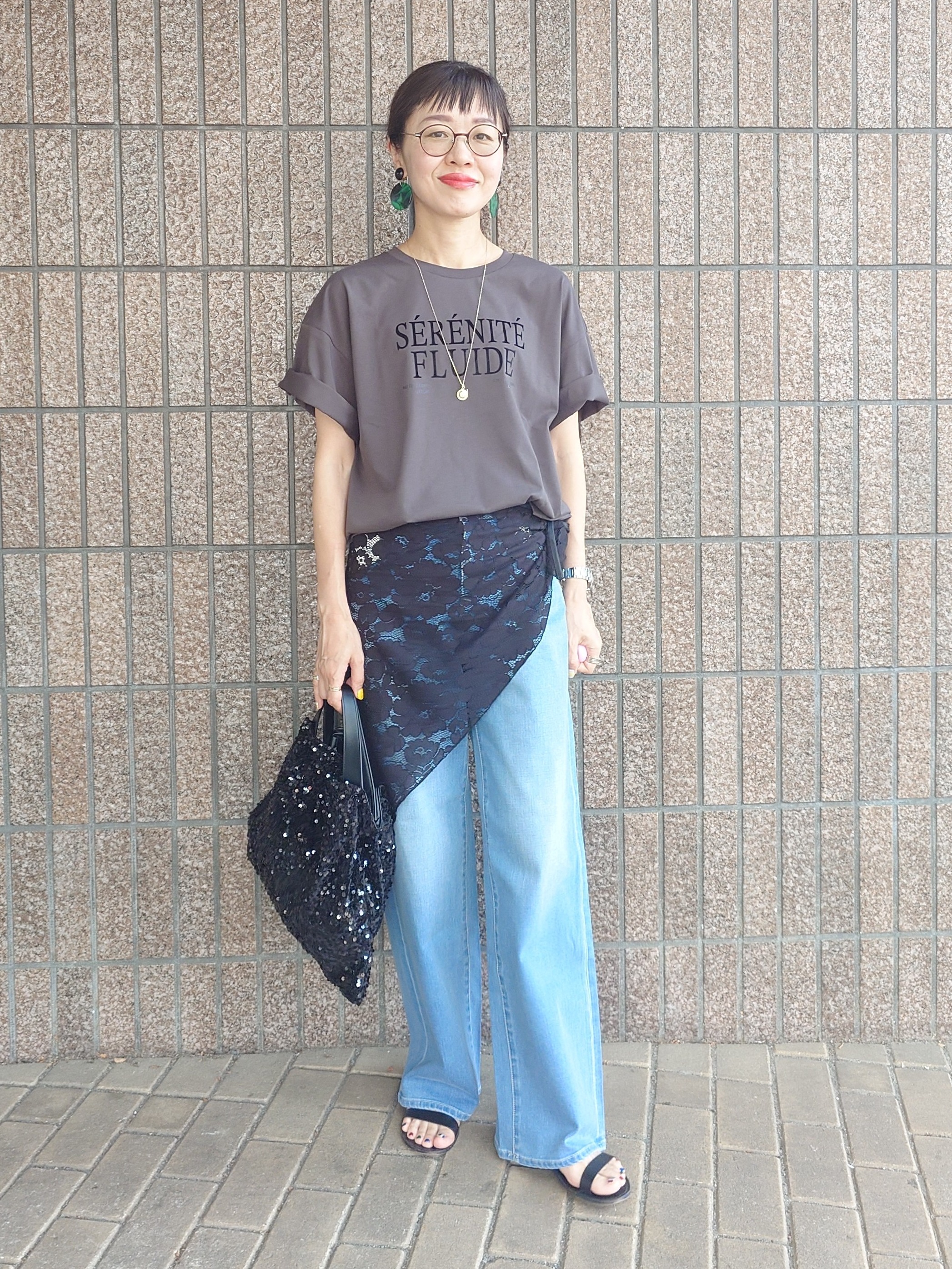 MUTSUKOさんの「UNTITLED｜ベロアプリントロゴT」を使ったコーディネート