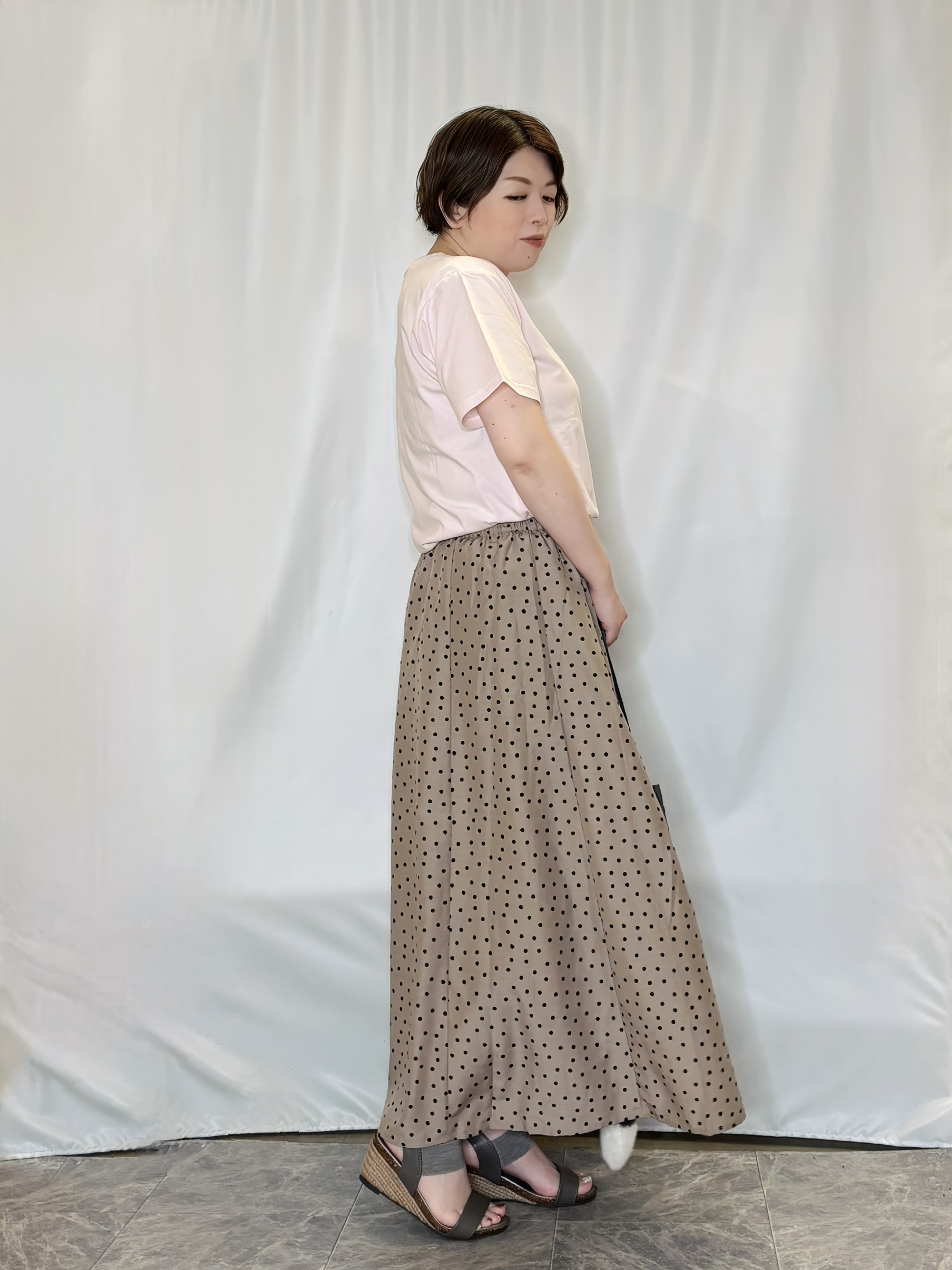たみさんの「SHOO･LA･RUE｜【ひんやり/洗濯機可/S-LL】夏に快適サラサラ感 大人のひんやりプリントTシャツ」を使ったコーディネート
