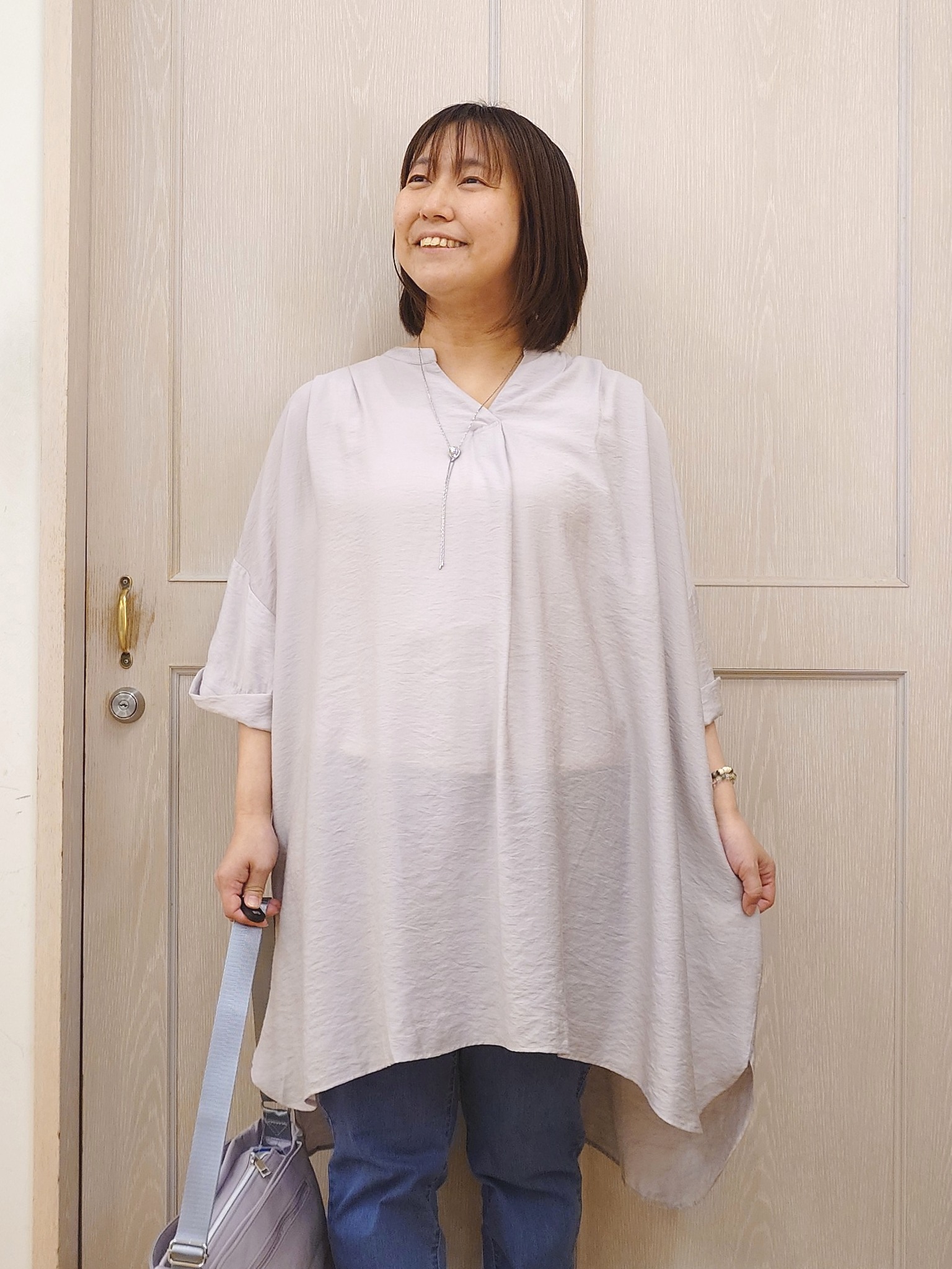 とろろさんの「SHOO･LA･RUE｜【ひんやり/S-LL】体型カバー叶える スキッパードルマンチュニック」を使ったコーディネート