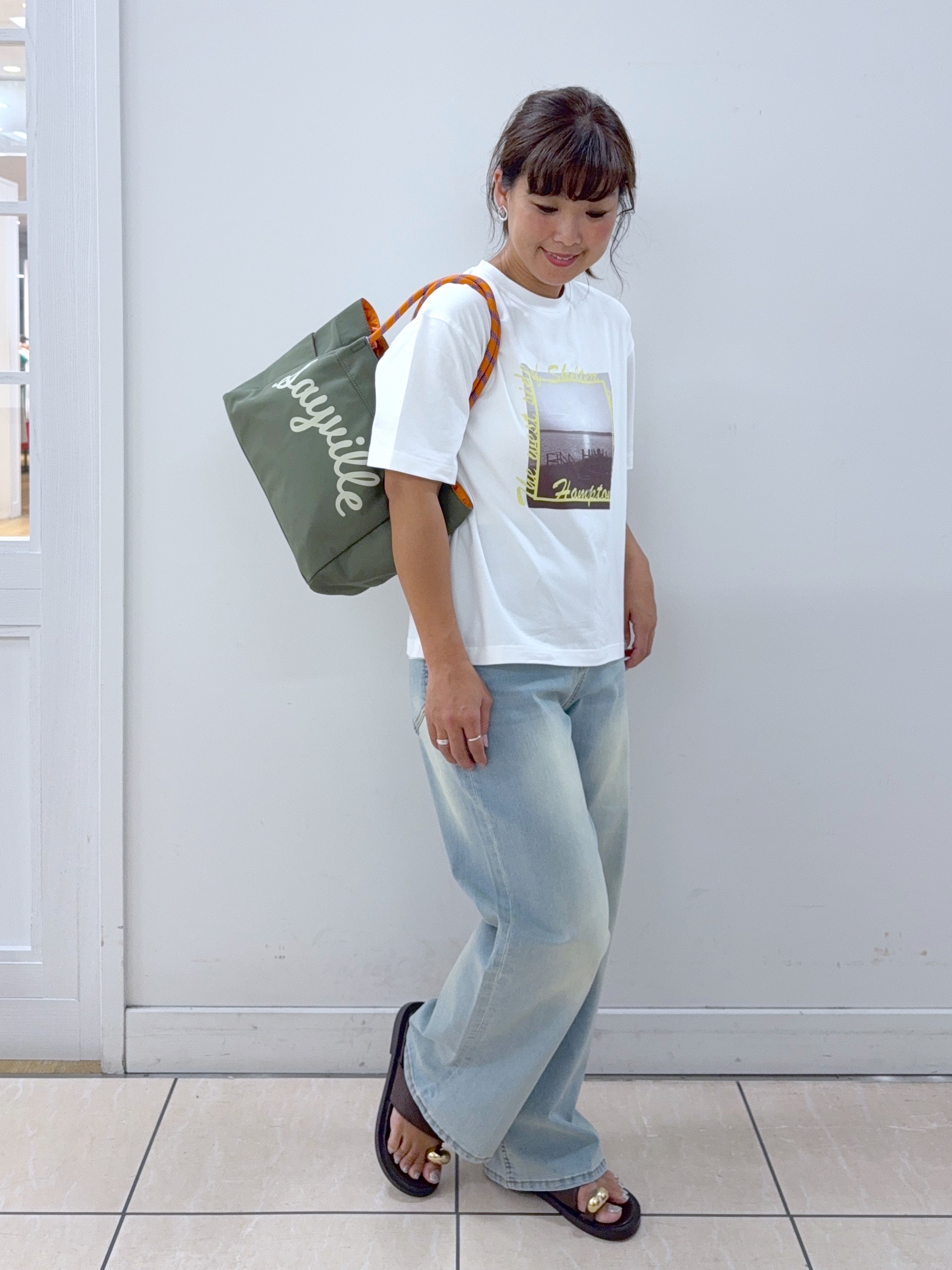 Osawaさんの「Dessin｜【UVカット】チュニックストライプシャツ6分袖」を使ったコーディネート