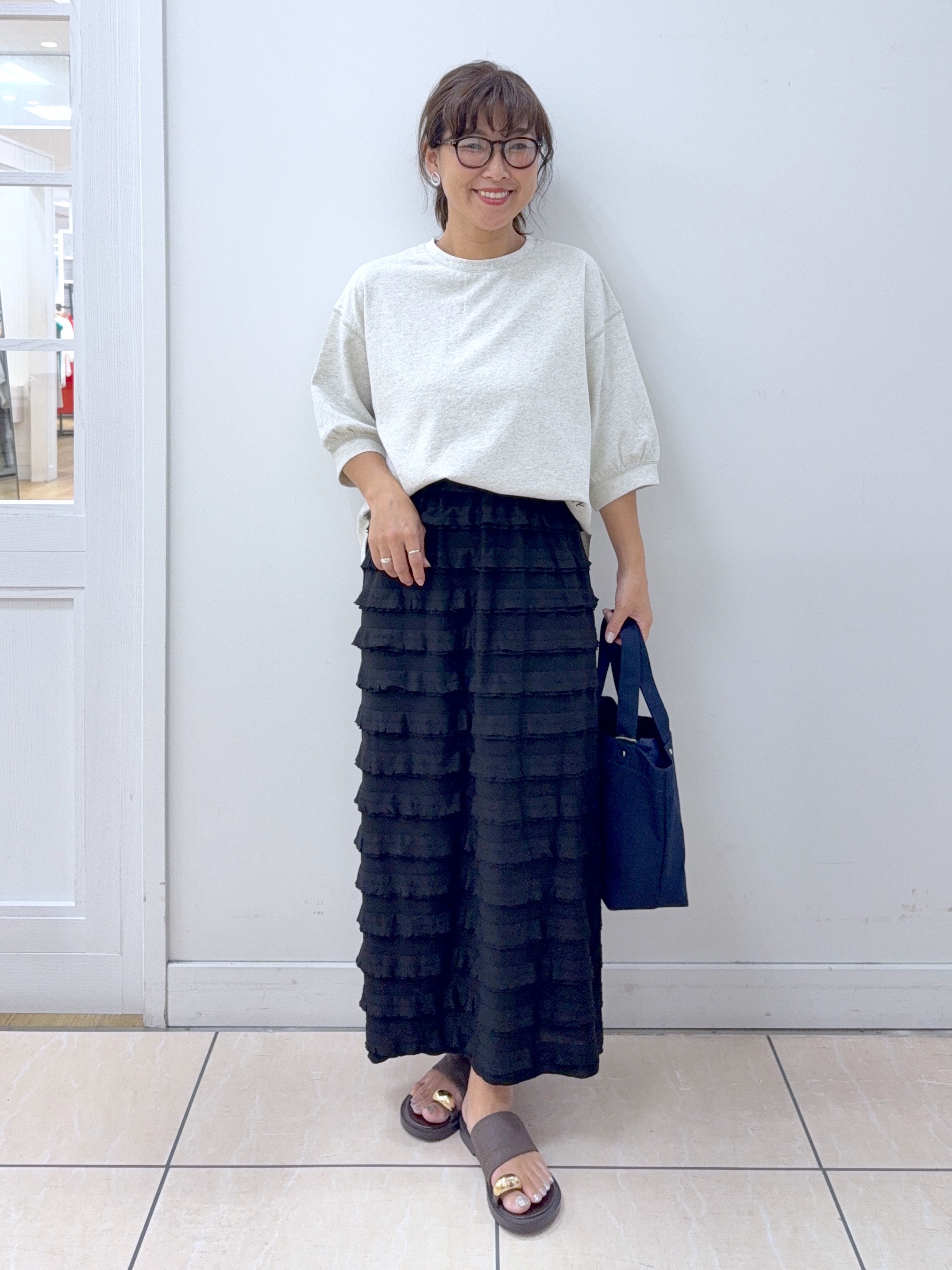 Osawaさんの「Dessin｜バックヘンリーカットソー5分袖」を使ったコーディネート