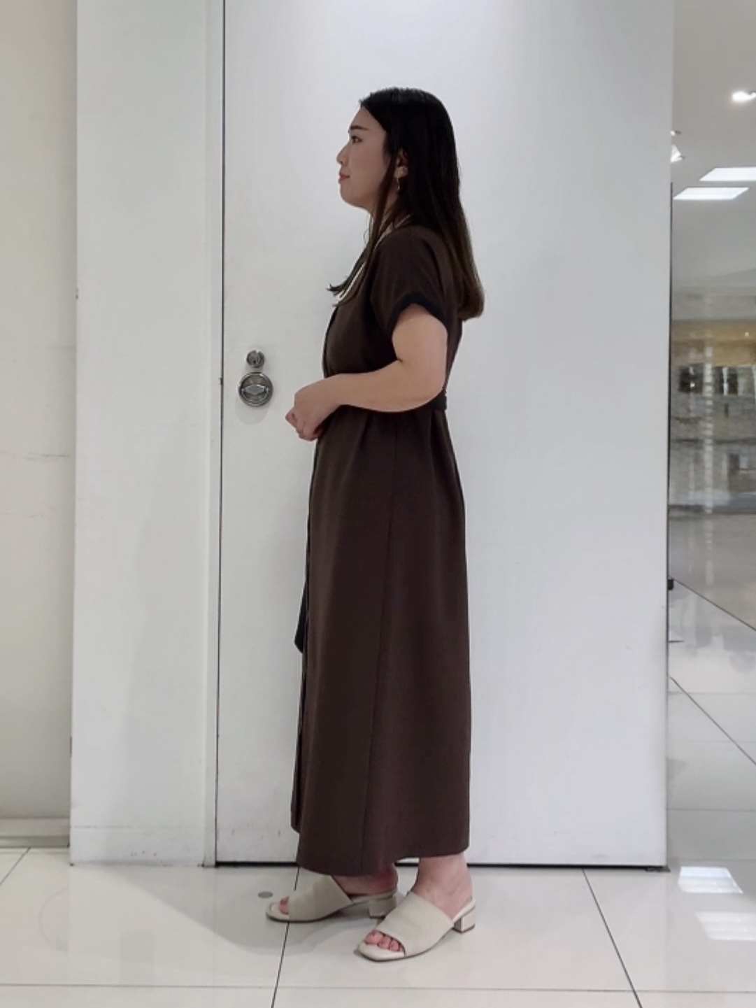 なかじさんの「UNTITLED｜【接触冷感/UVカット/イージーケア】配色ラインワンピース」を使ったコーディネート