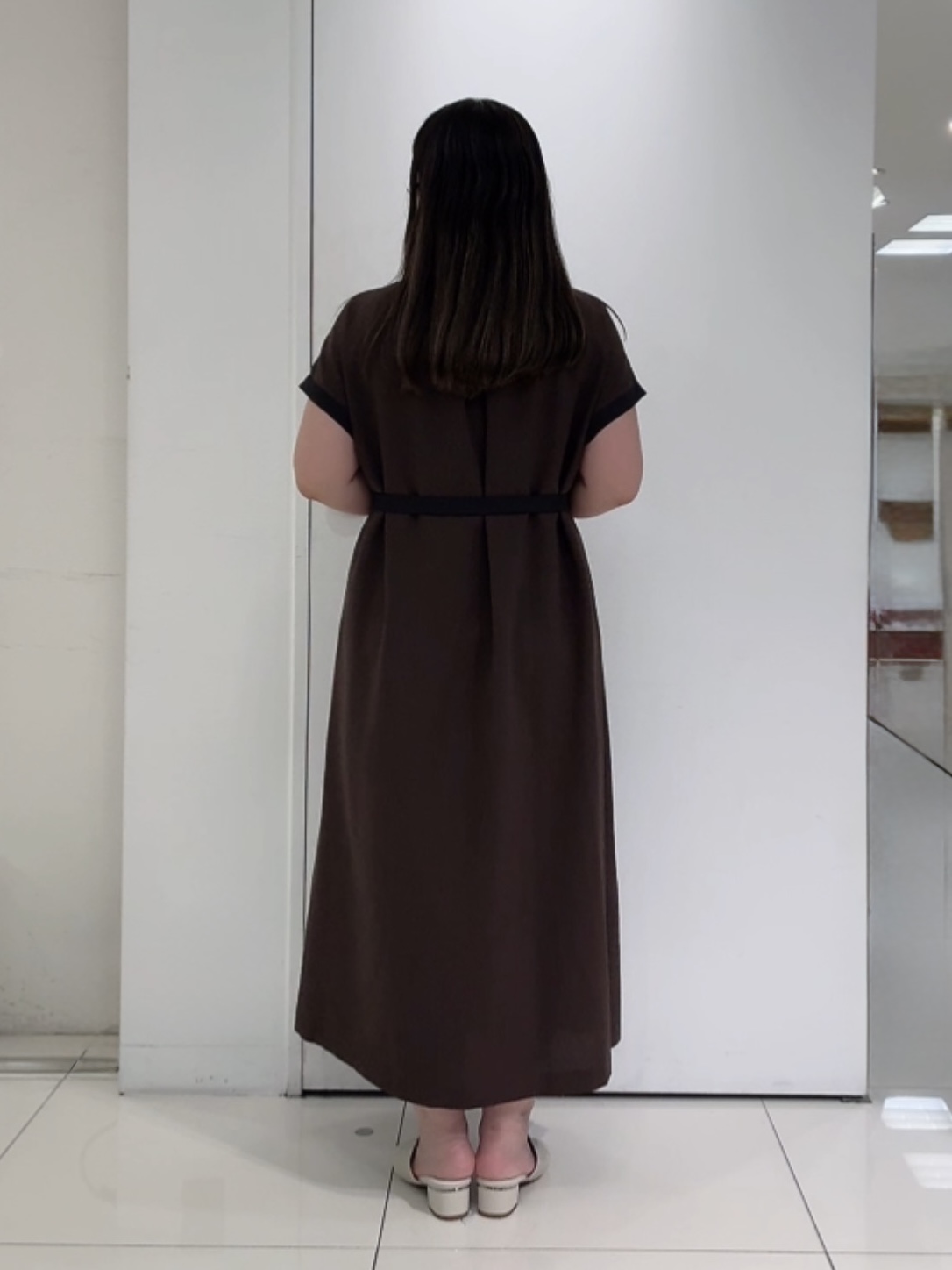 なかじさんの「UNTITLED｜【接触冷感/UVカット/イージーケア】配色ラインワンピース」を使ったコーディネート