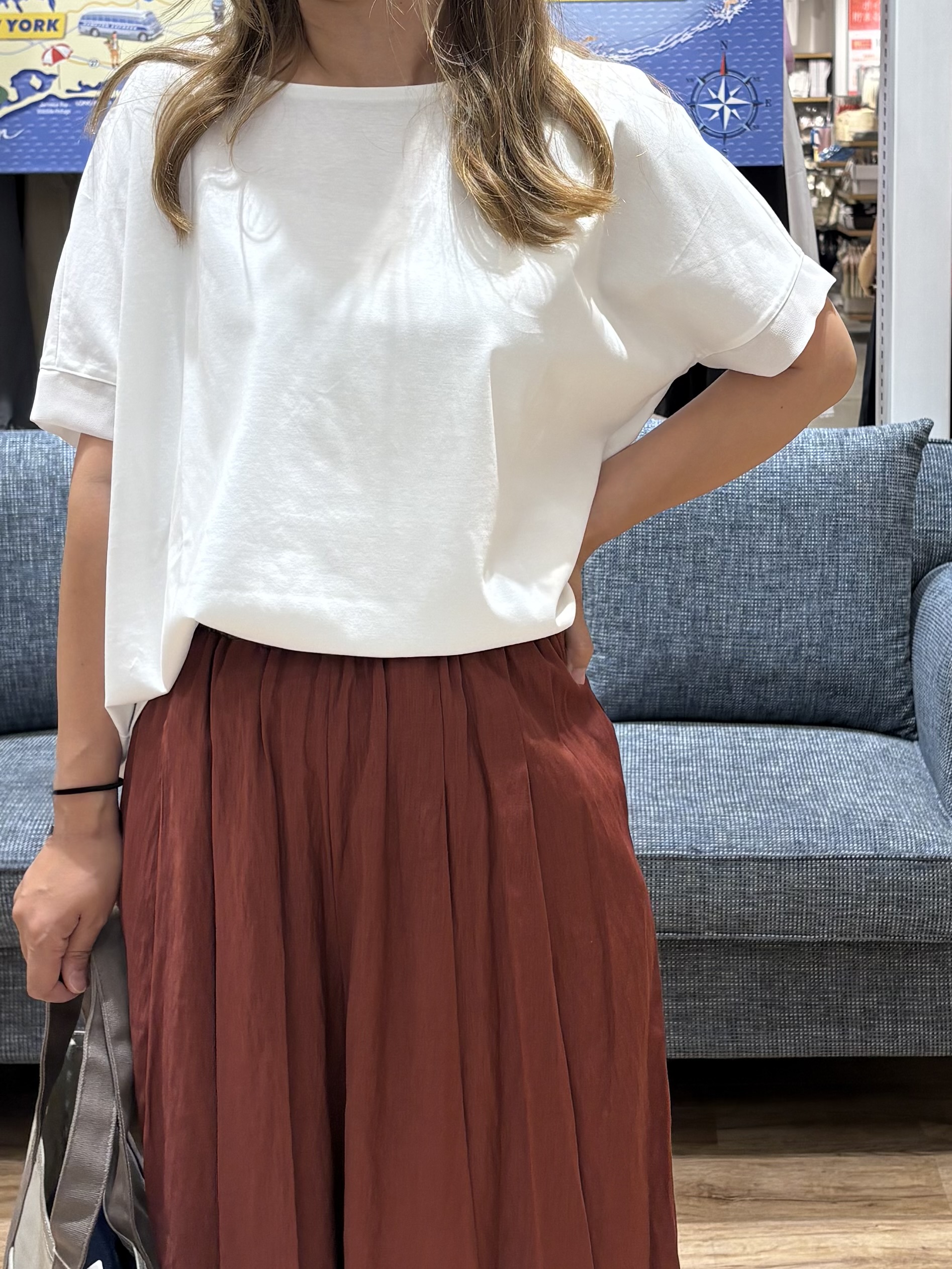 yuinaさんの「Dessin｜【接触冷感/UVカット】美光沢カットソーワイドシルエット」を使ったコーディネート