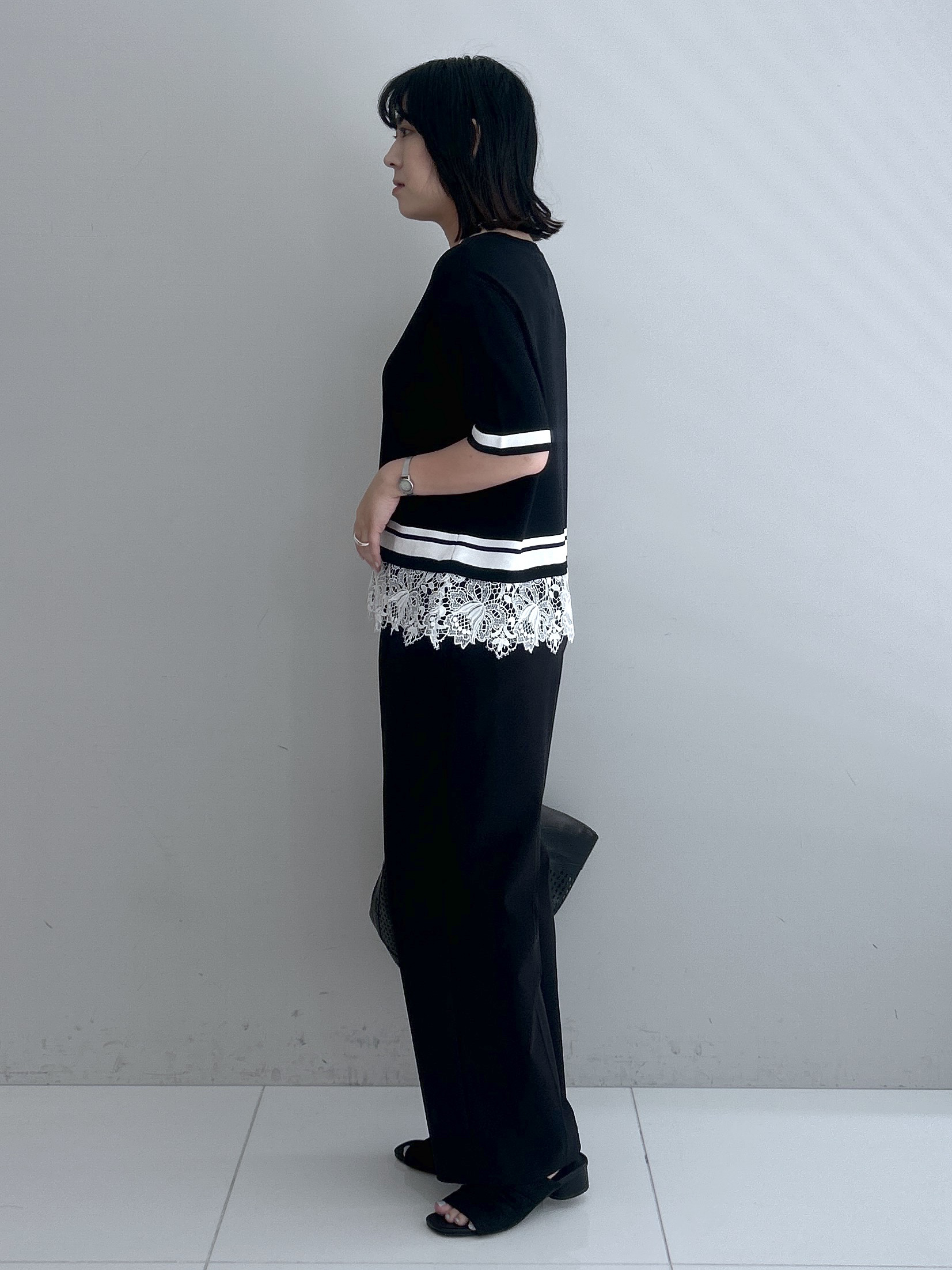 Hirokaさんの「grove｜【シリーズ累計36万枚／UVカット・ひんやり・洗濯機OK】やわらかドライタッチレースドッキングニット」を使ったコーディネート