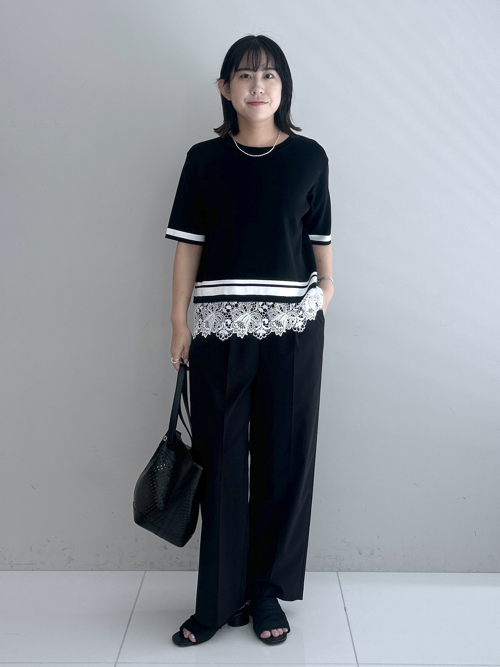 Hirokaさんの「grove｜【シリーズ累計36万枚／UVカット・ひんやり・洗濯機OK】やわらかドライタッチレースドッキングニット」を使ったコーディネート
