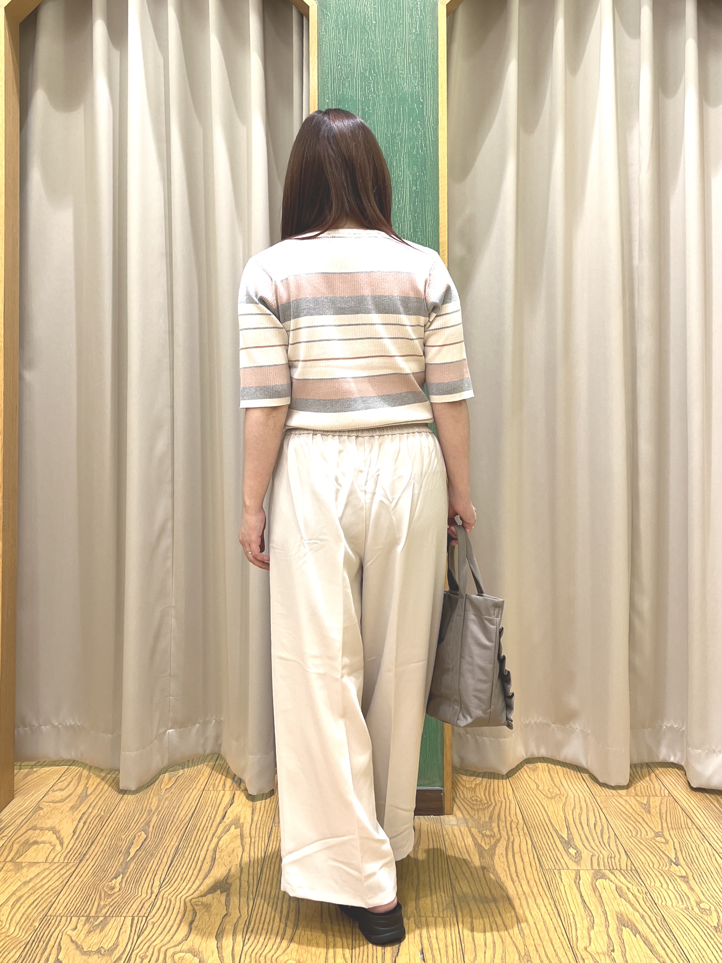 ゆっきーさんの「SHOO･LA･RUE｜【S-LL】オンオフ着られる マルチボーダーリブニット」を使ったコーディネート
