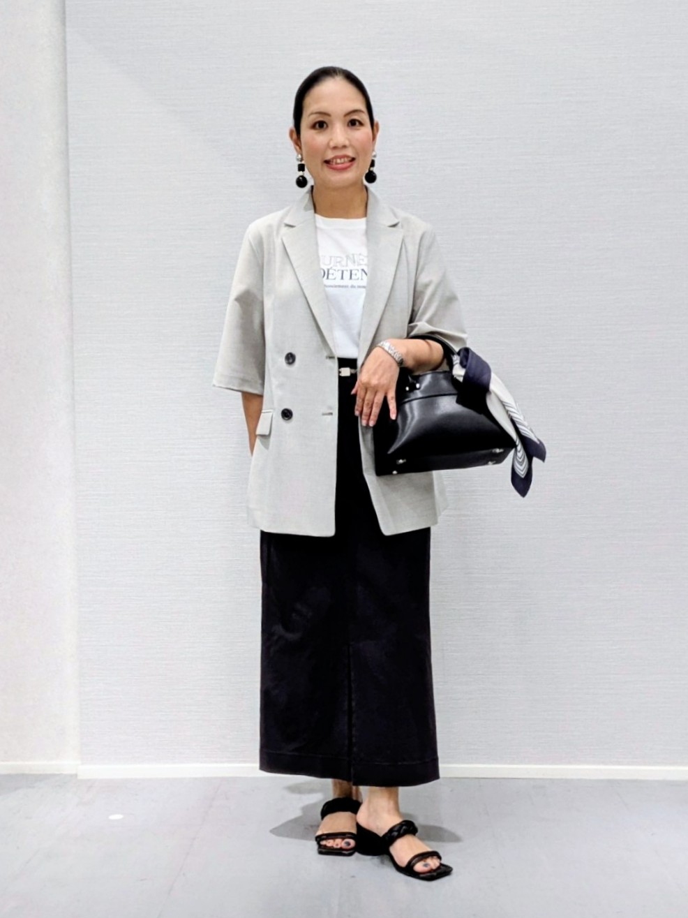 makkyさんの「UNTITLED｜【シワになりにくい/セットアップ可/接触冷感】ハーフスリーブジャケット」を使ったコーディネート