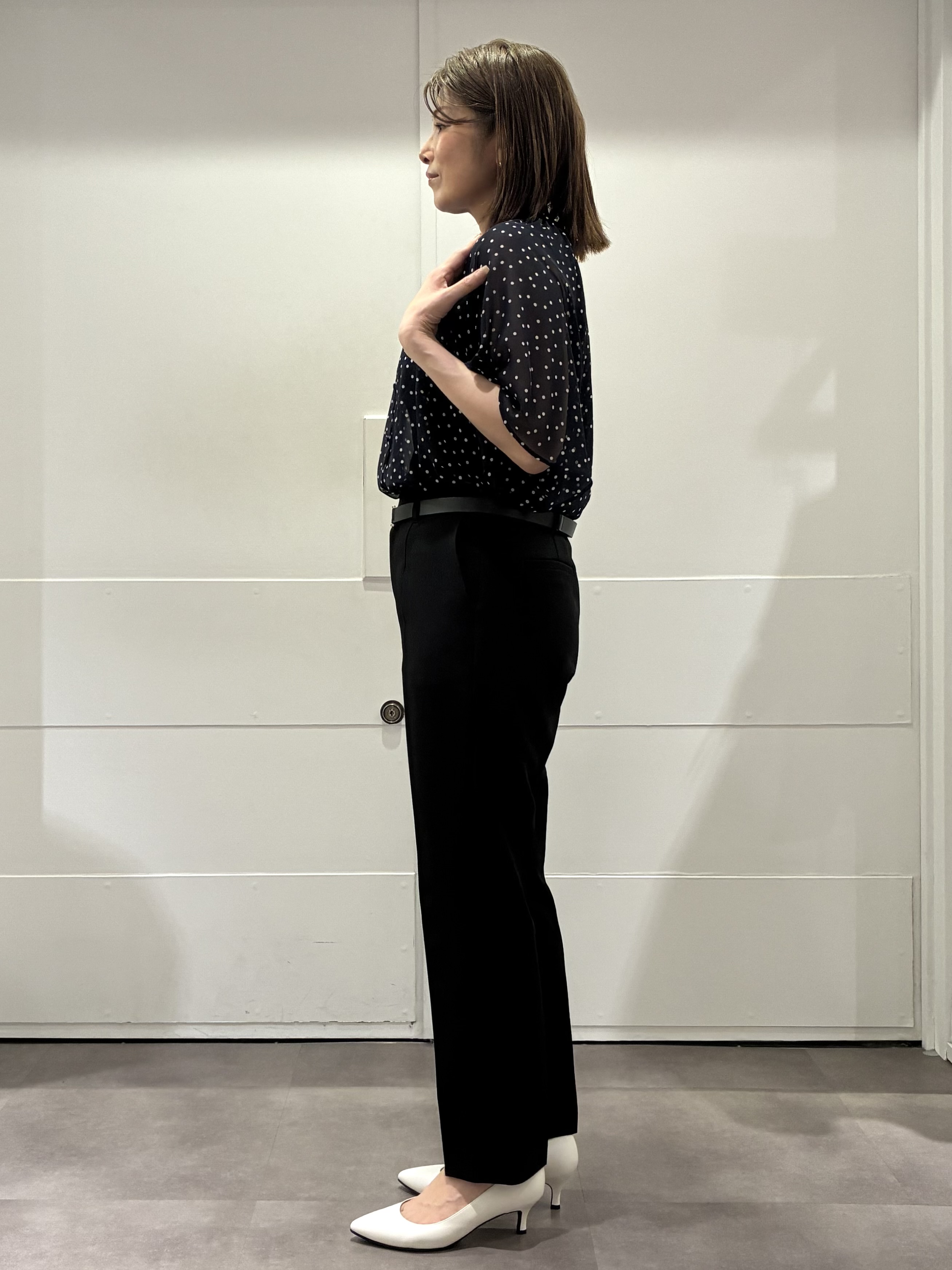 ちいさんの「Reflect｜【セットアップ／手洗い可】ドット柄シアーブラウス」を使ったコーディネート