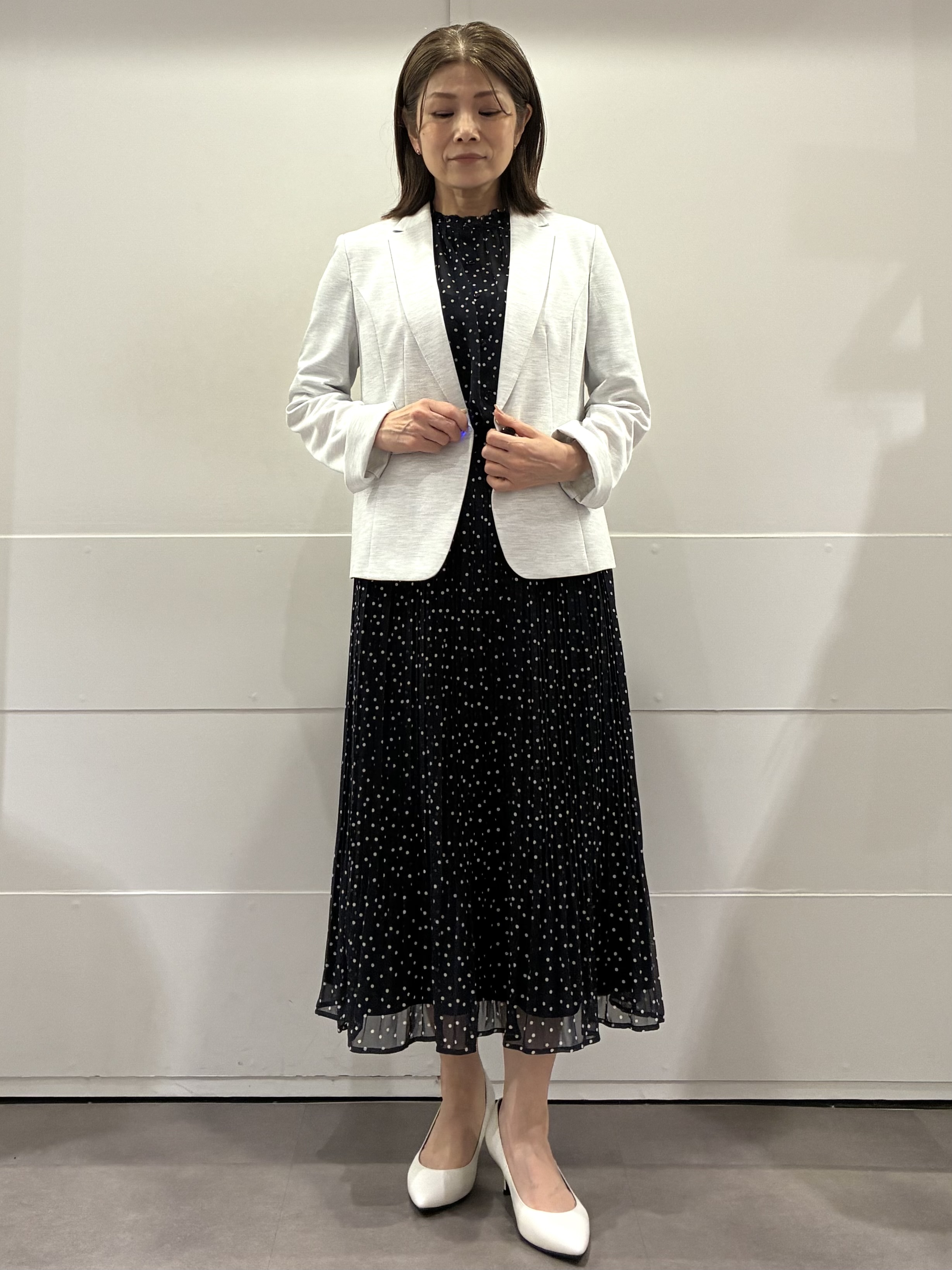 ちいさんの「Reflect｜【セットアップ／手洗い可】ドット柄シアーブラウス」を使ったコーディネート