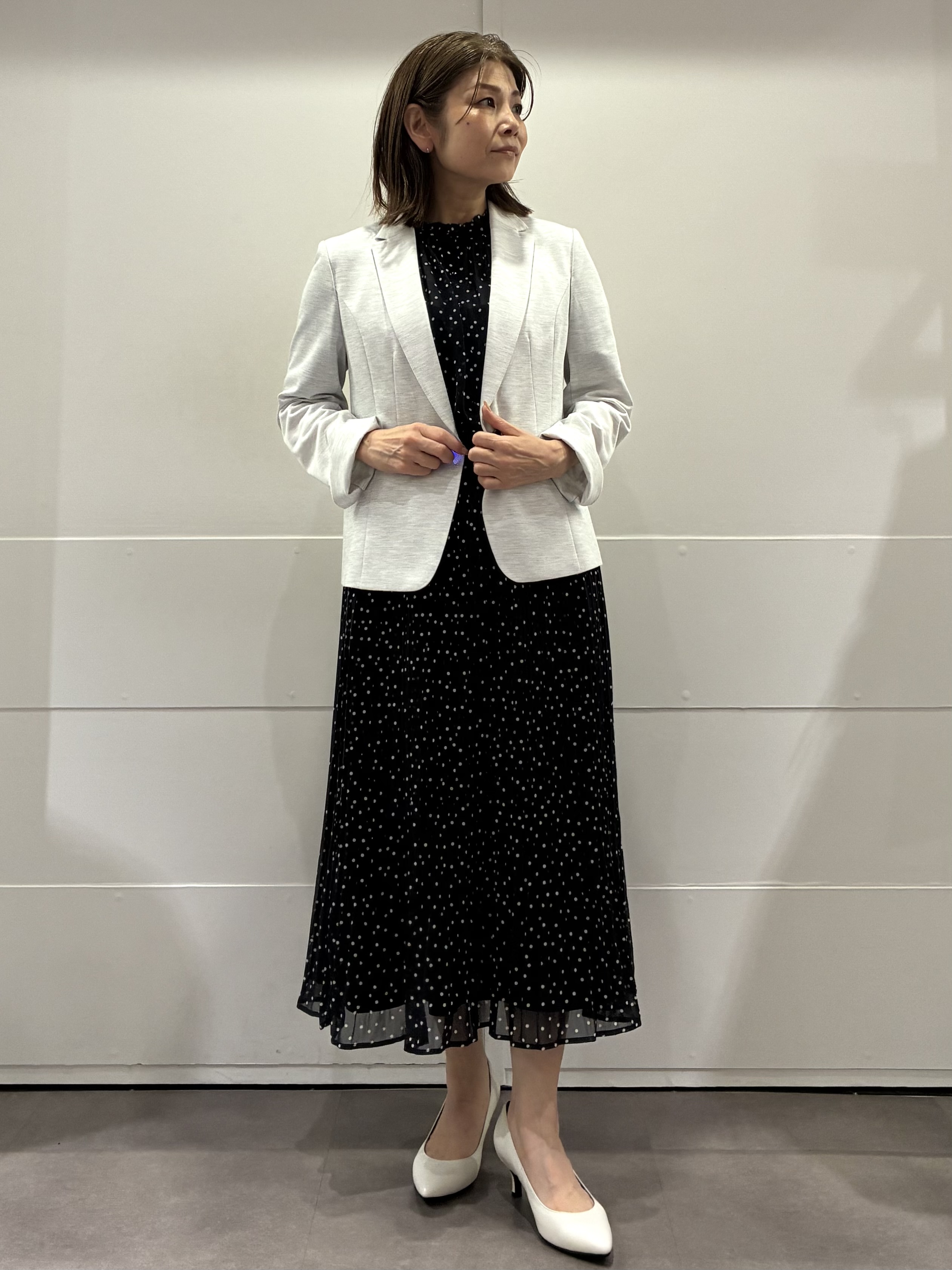 ちいさんの「Reflect｜【セットアップ／手洗い可】ドット柄シアーブラウス」を使ったコーディネート