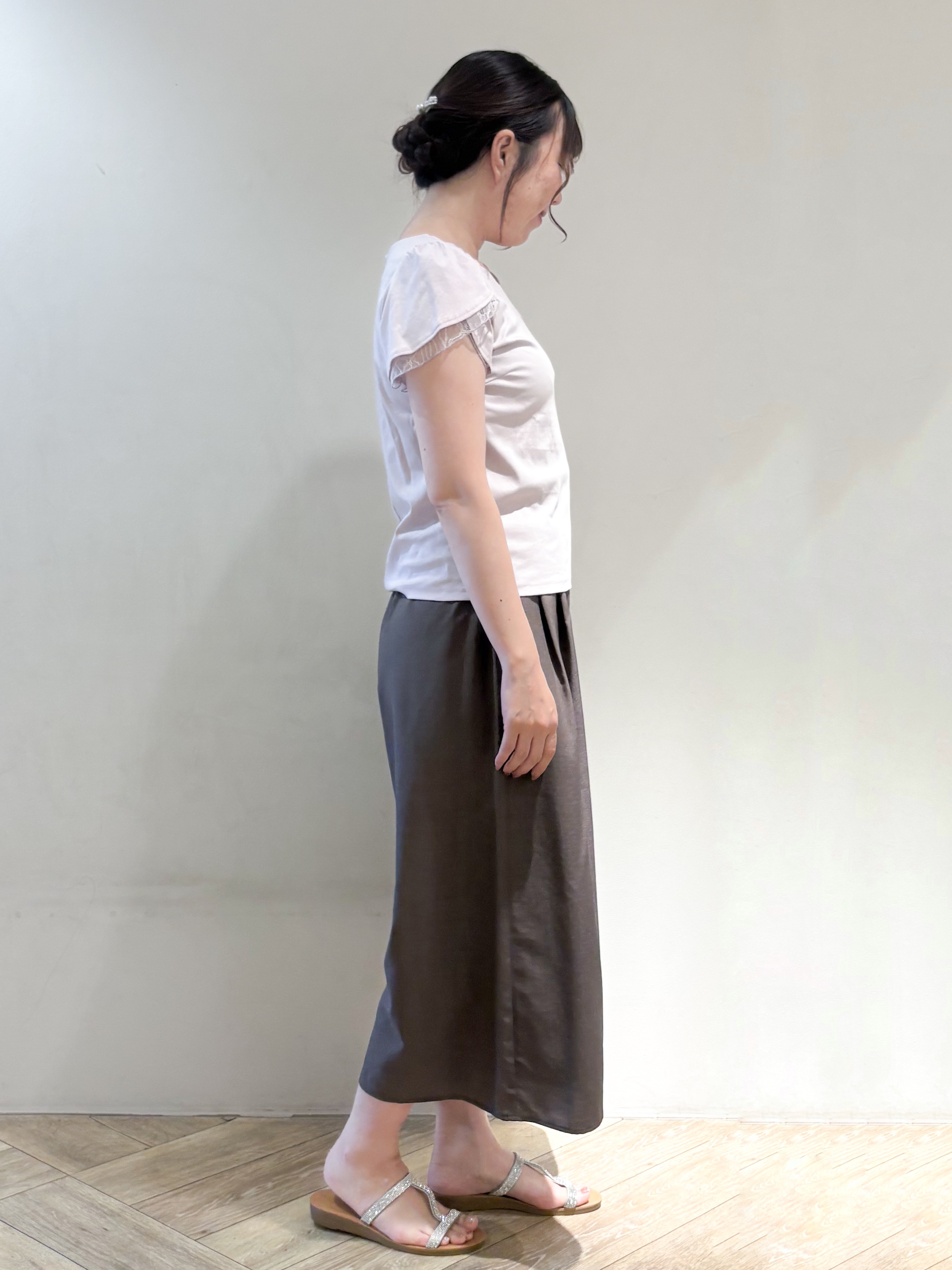 sayaさんの「index｜【接触冷感／UVケア】ハートネックレースレイヤードトップス《洗濯機OK／6col》」を使ったコーディネート