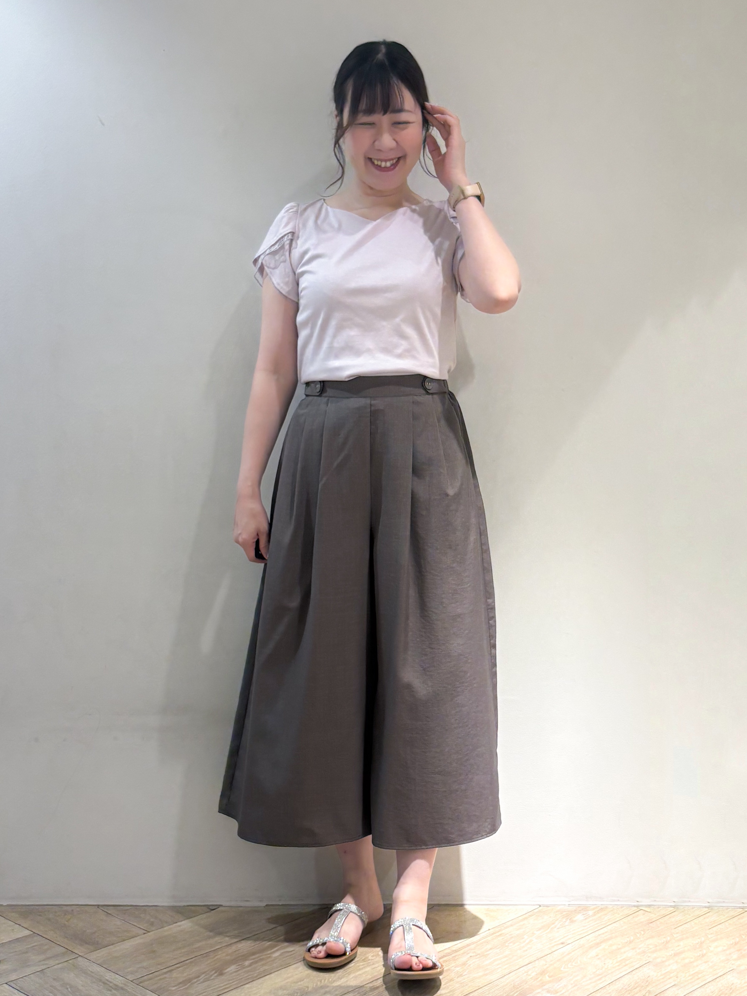 sayaさんの「index｜【接触冷感／UVケア】ハートネックレースレイヤードトップス《洗濯機OK／6col》」を使ったコーディネート