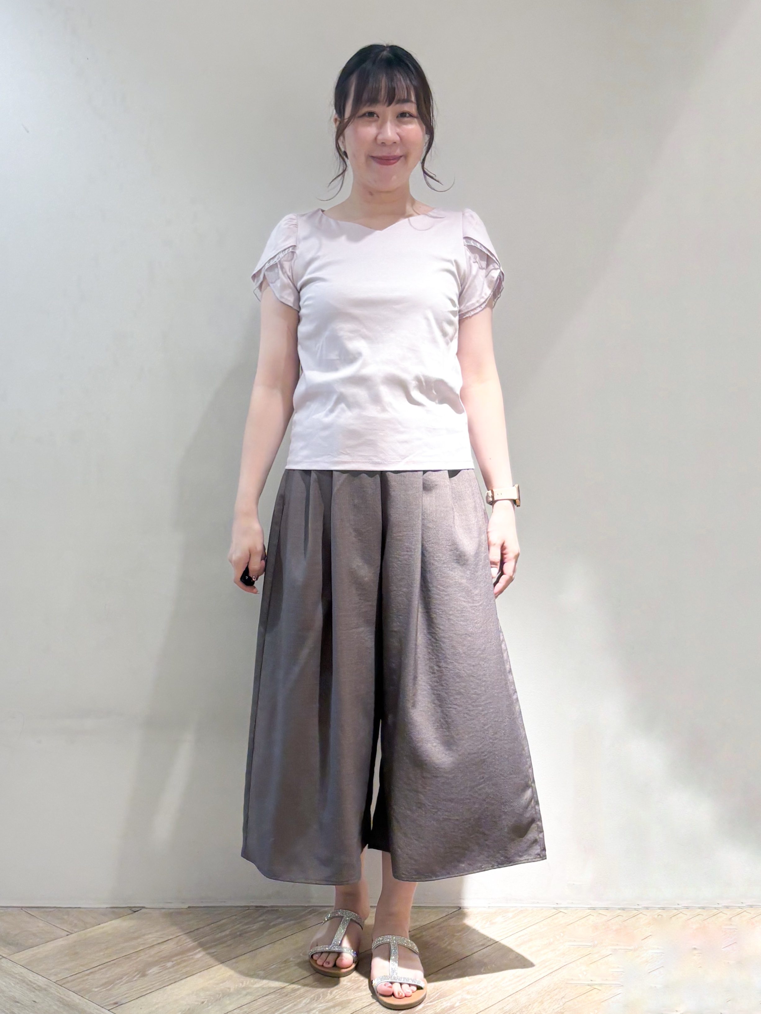 sayaさんの「index｜【接触冷感／UVケア】ハートネックレースレイヤードトップス《洗濯機OK／6col》」を使ったコーディネート