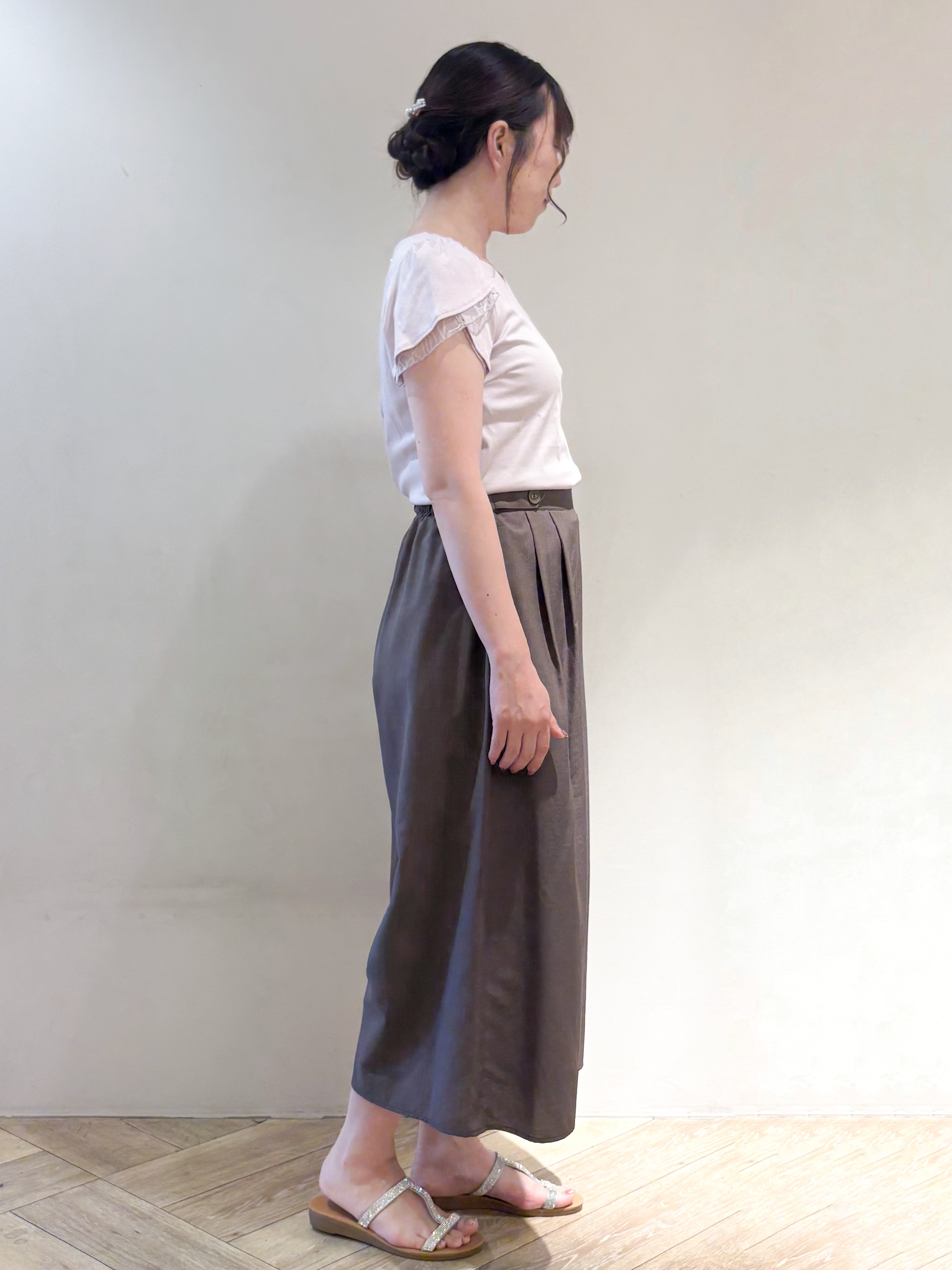 sayaさんの「index｜【接触冷感／UVケア】ハートネックレースレイヤードトップス《洗濯機OK／6col》」を使ったコーディネート