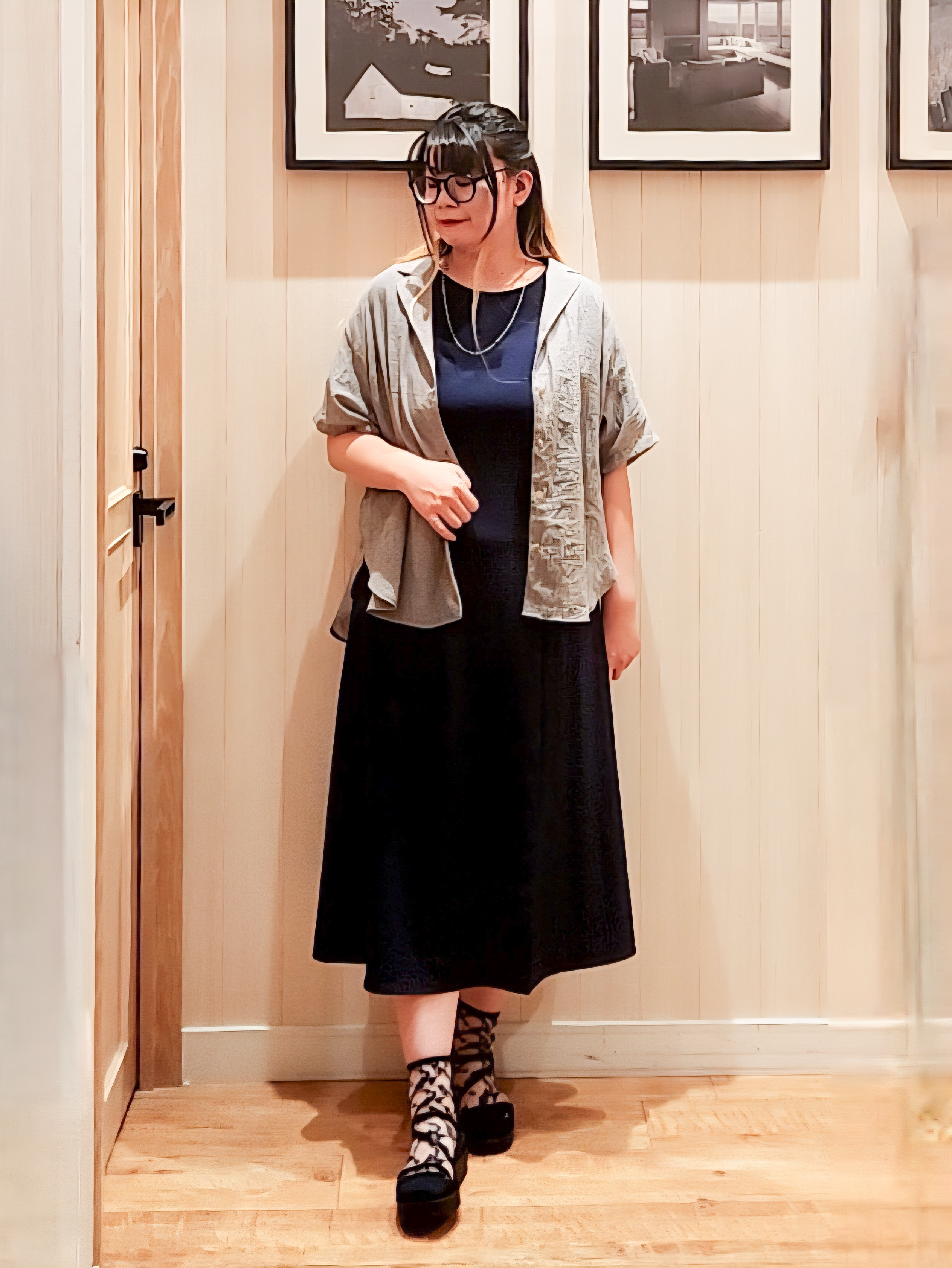 れーやんさんの「SHOO･LA･RUE｜【S-LL】ナチュラルに決まる 半袖シアーシャツジャケット」を使ったコーディネート