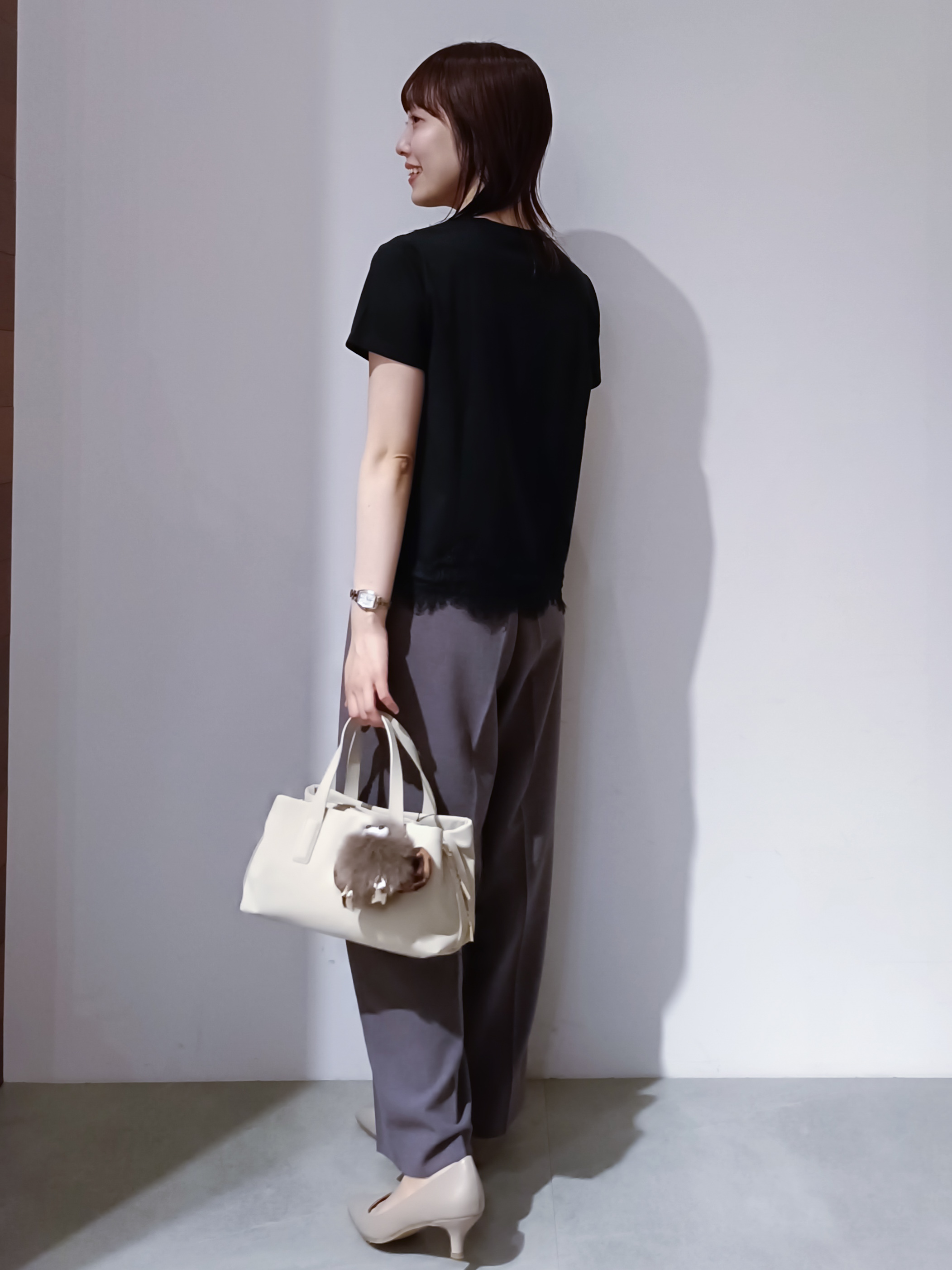 のんさんの「OPAQUE.CLIP｜【接触冷感／UVケア】裾レースロゴTシャツ《洗濯機OK／S-3L》」を使ったコーディネート