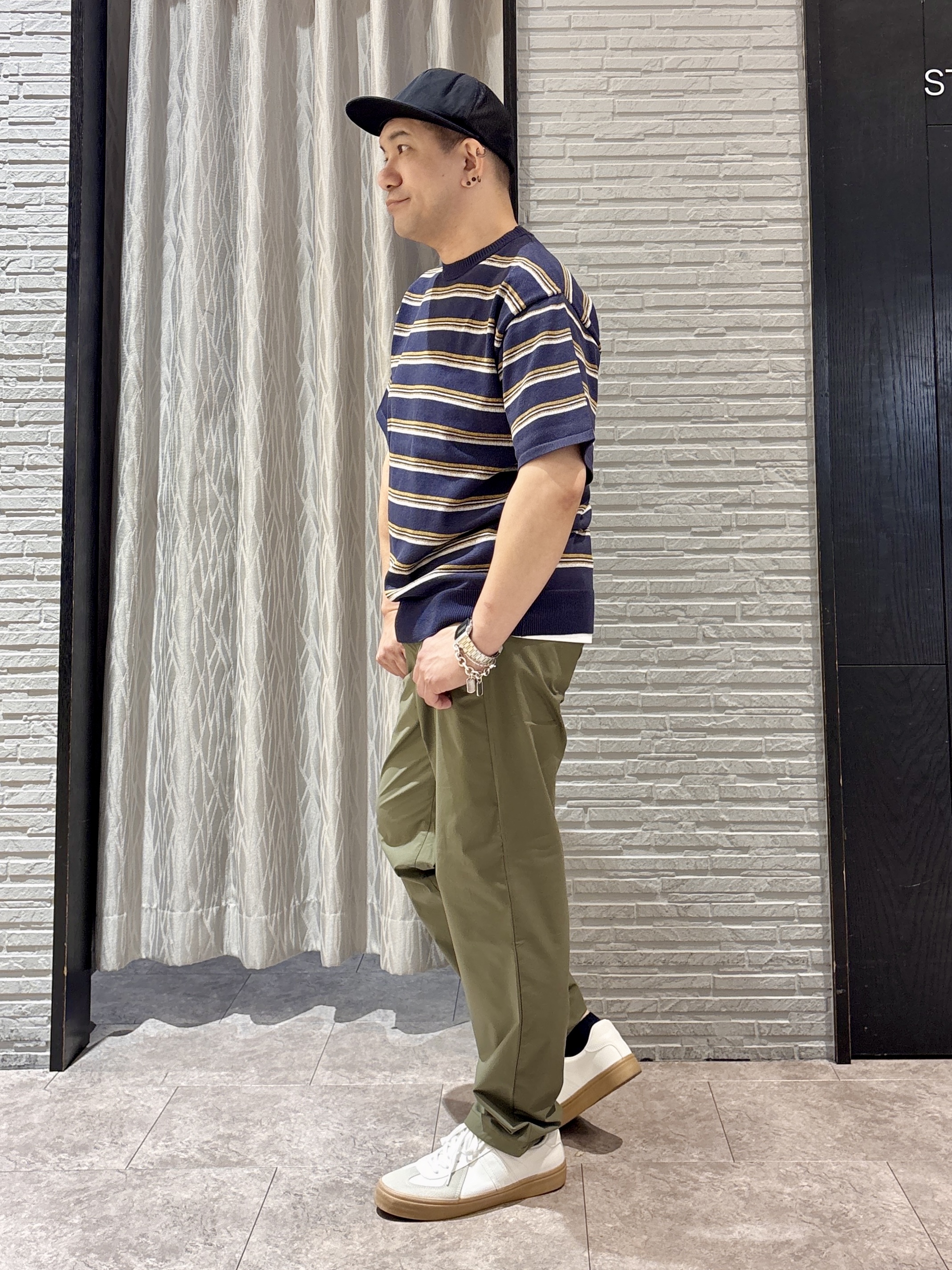 Pーyamaさんの「THE SHOP TK｜【抗菌防臭／UVカット／洗濯機OK】和紙混 半袖ニット」を使ったコーディネート